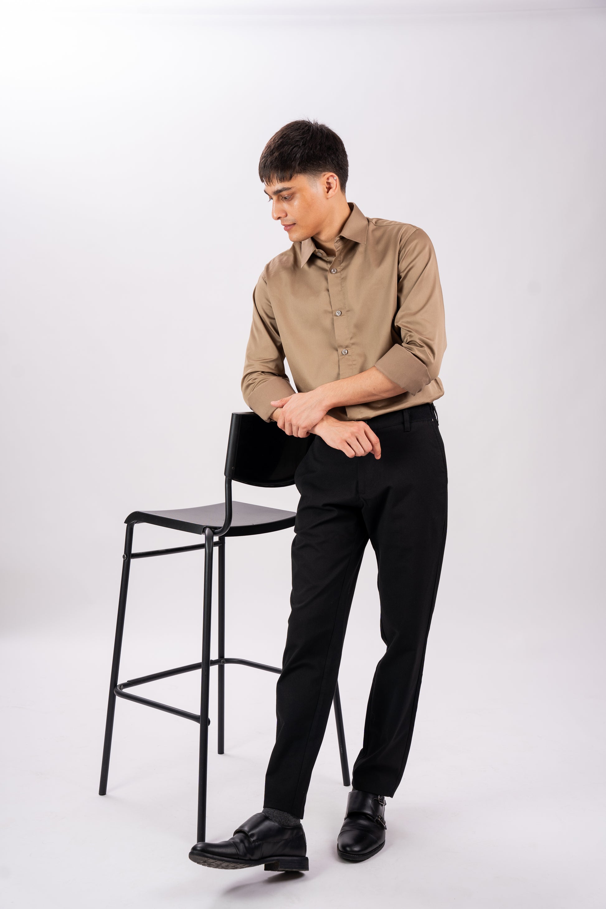 Soft Almond Luxury Satin Shirt