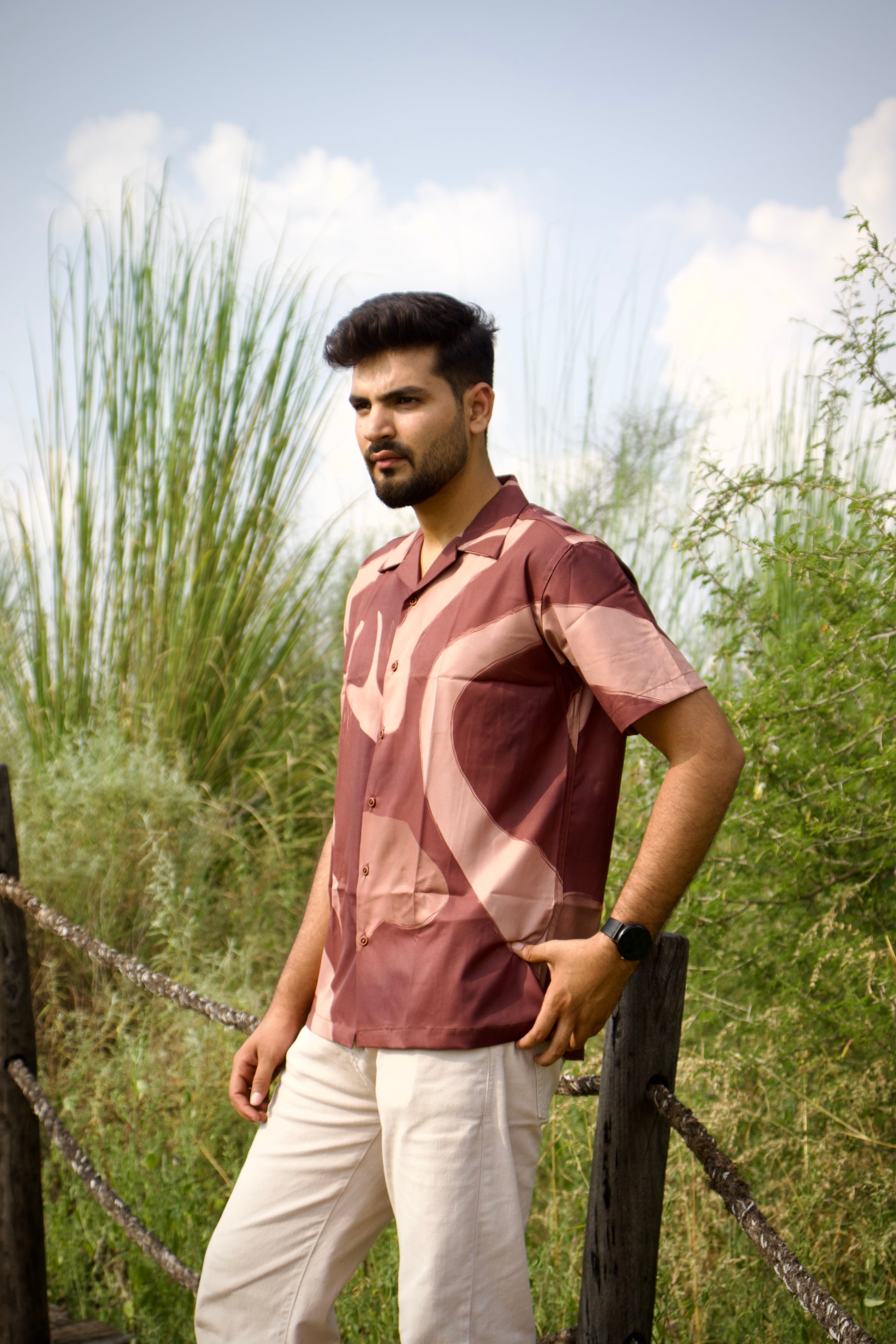 Brown Swirl Textured Shirt
