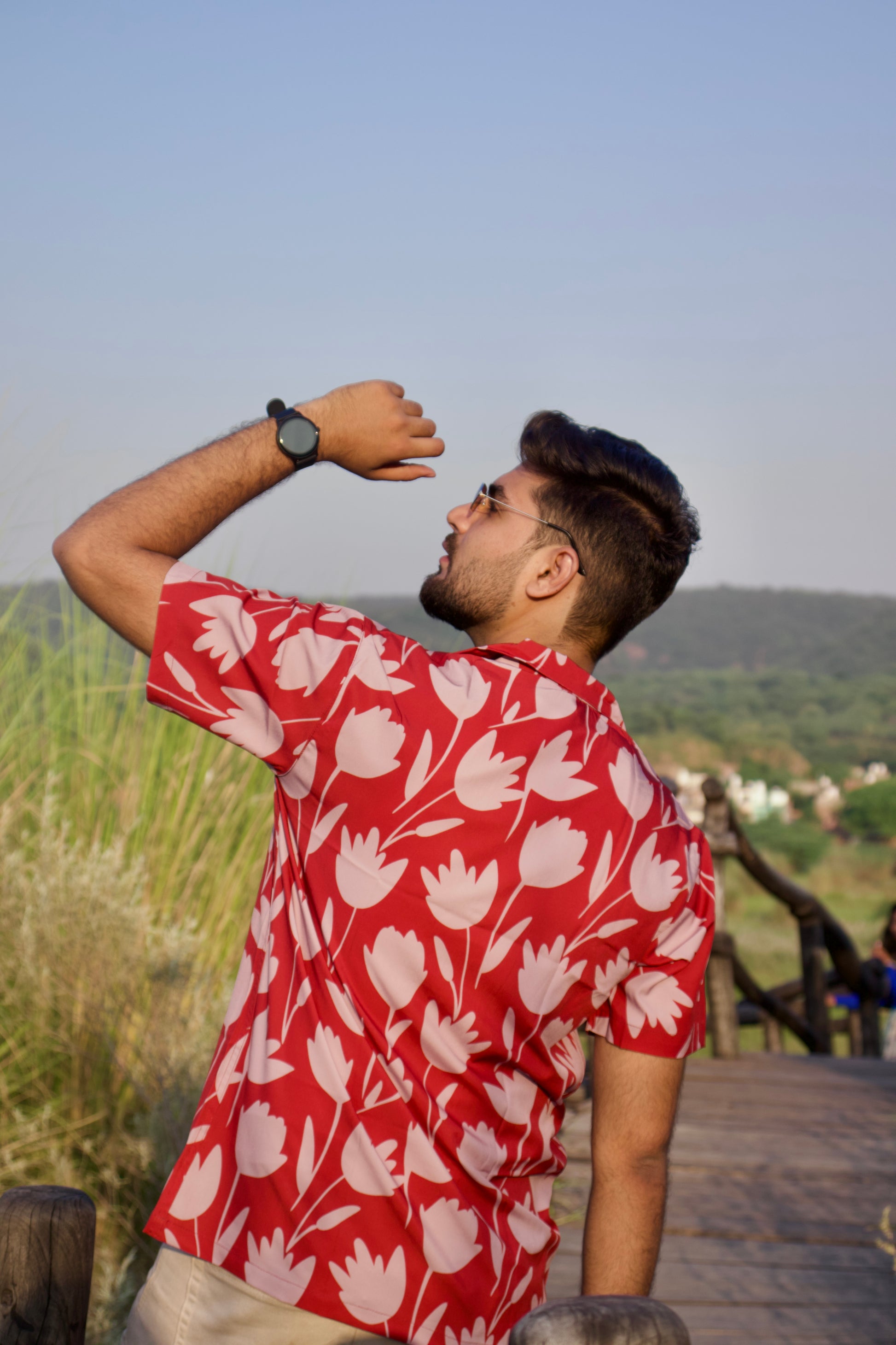 Rust Floral Textured Shirt
