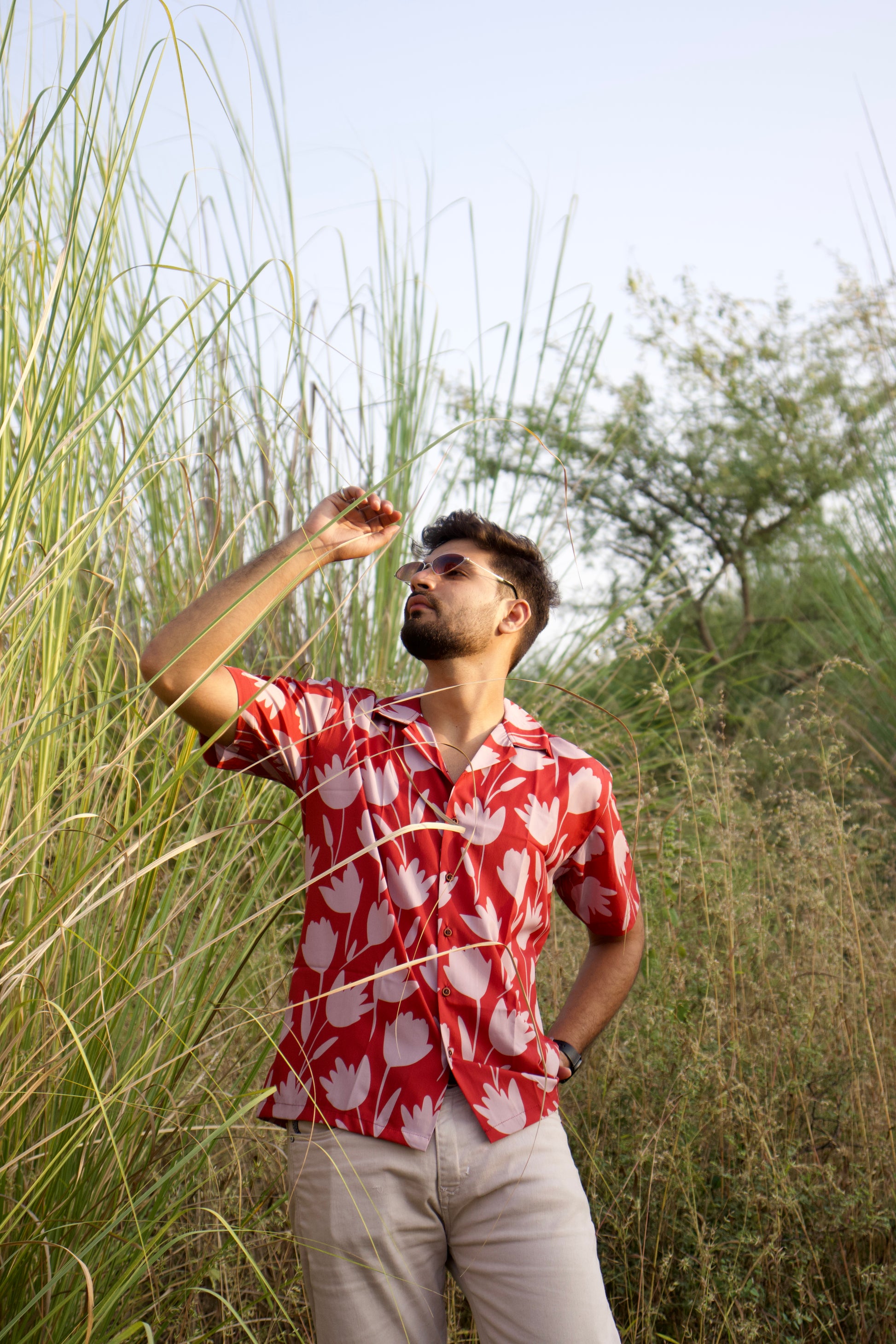 Rust Floral Textured Shirt