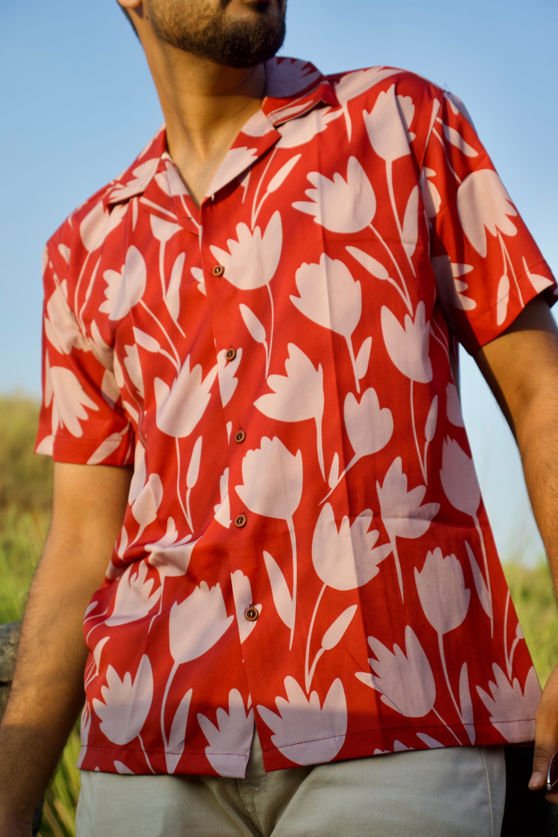 Rust Floral Textured Shirt