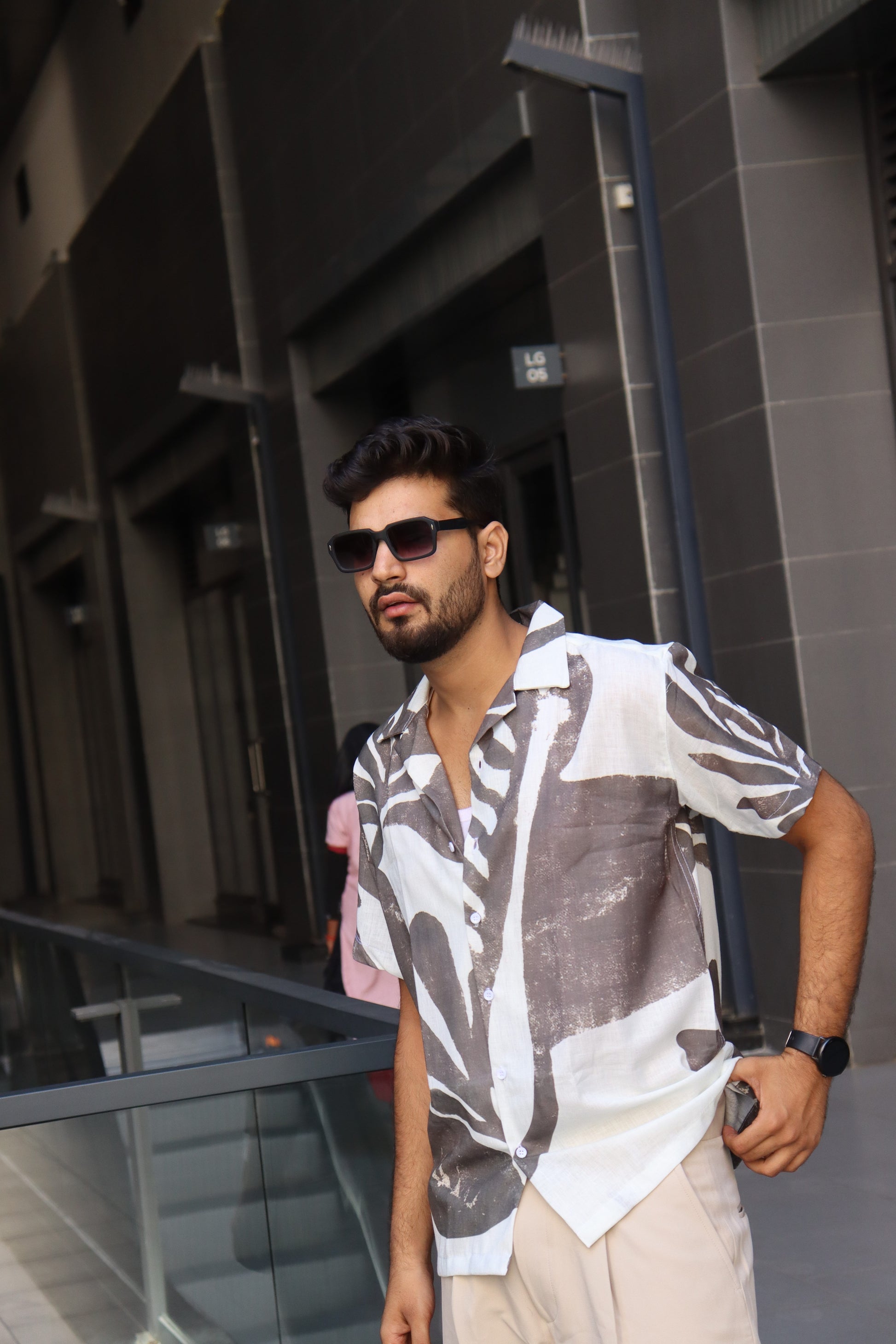 Charcoal Leaf Textured Shirt