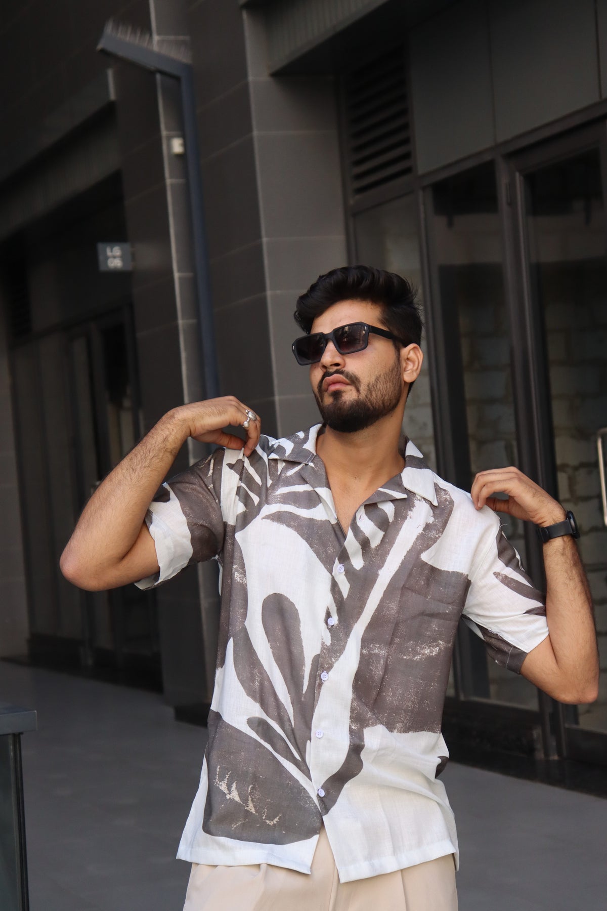 Charcoal Leaf Textured Shirt