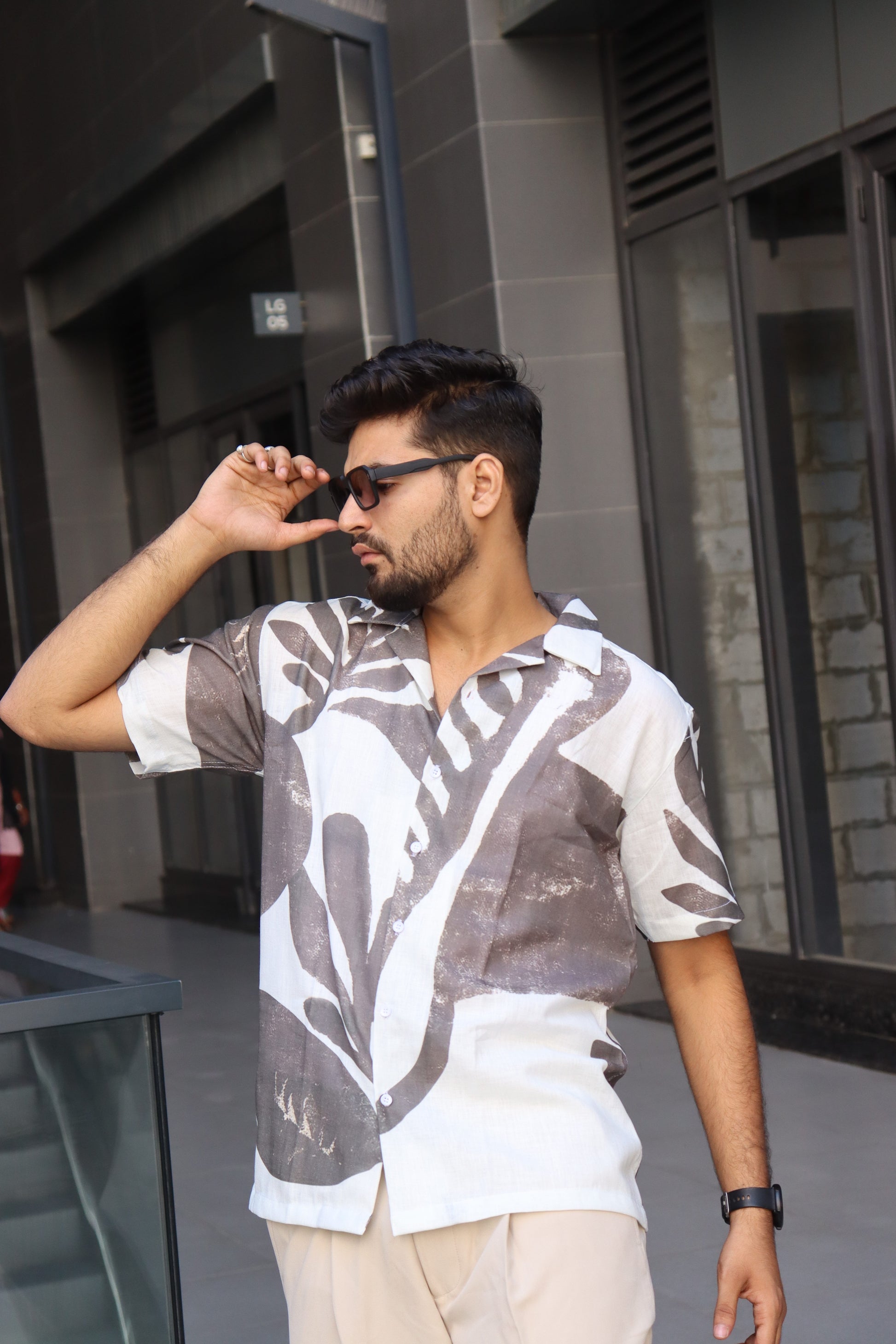 Charcoal Leaf Textured Shirt