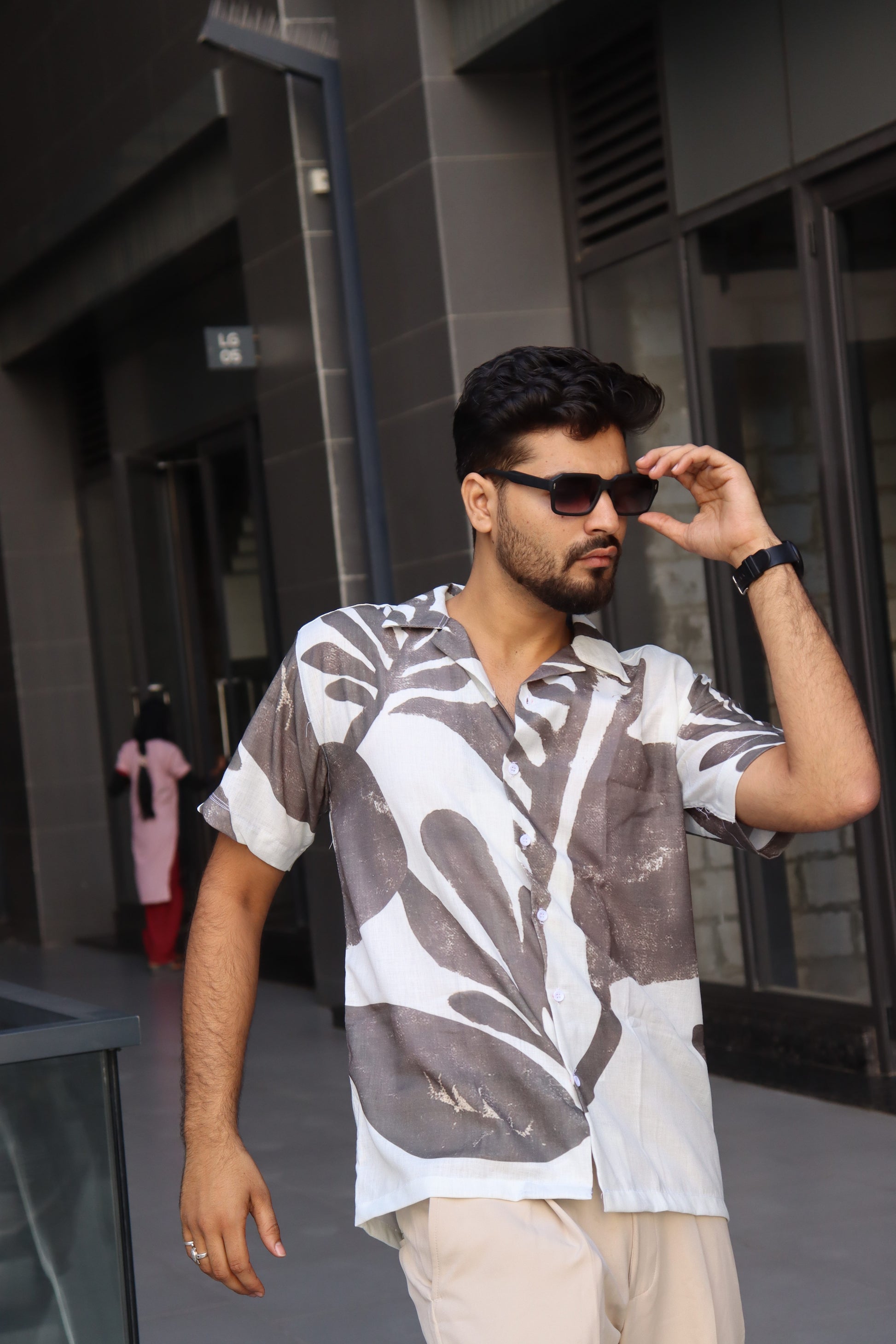 Charcoal Leaf Textured Shirt