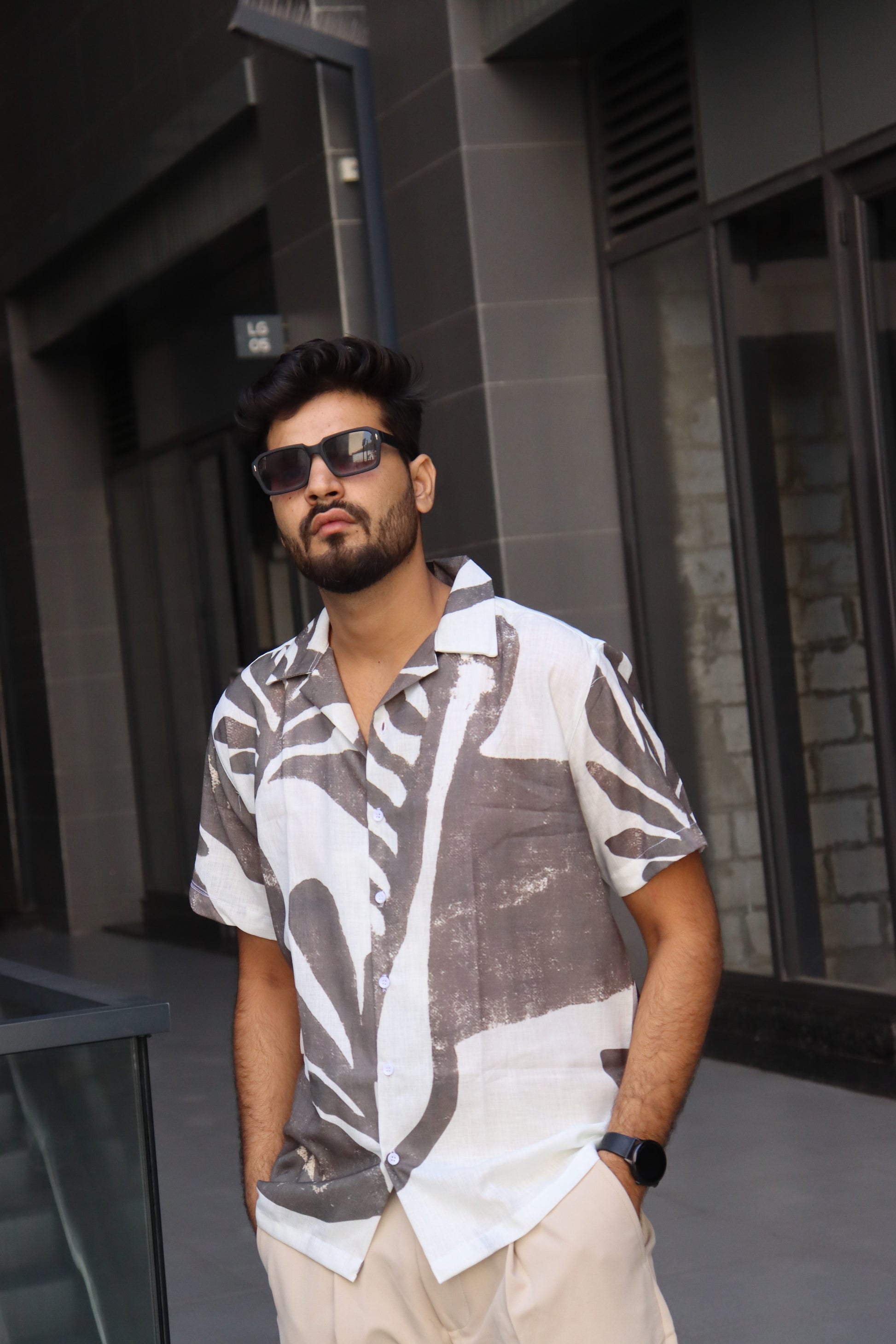 Charcoal Leaf Textured Shirt