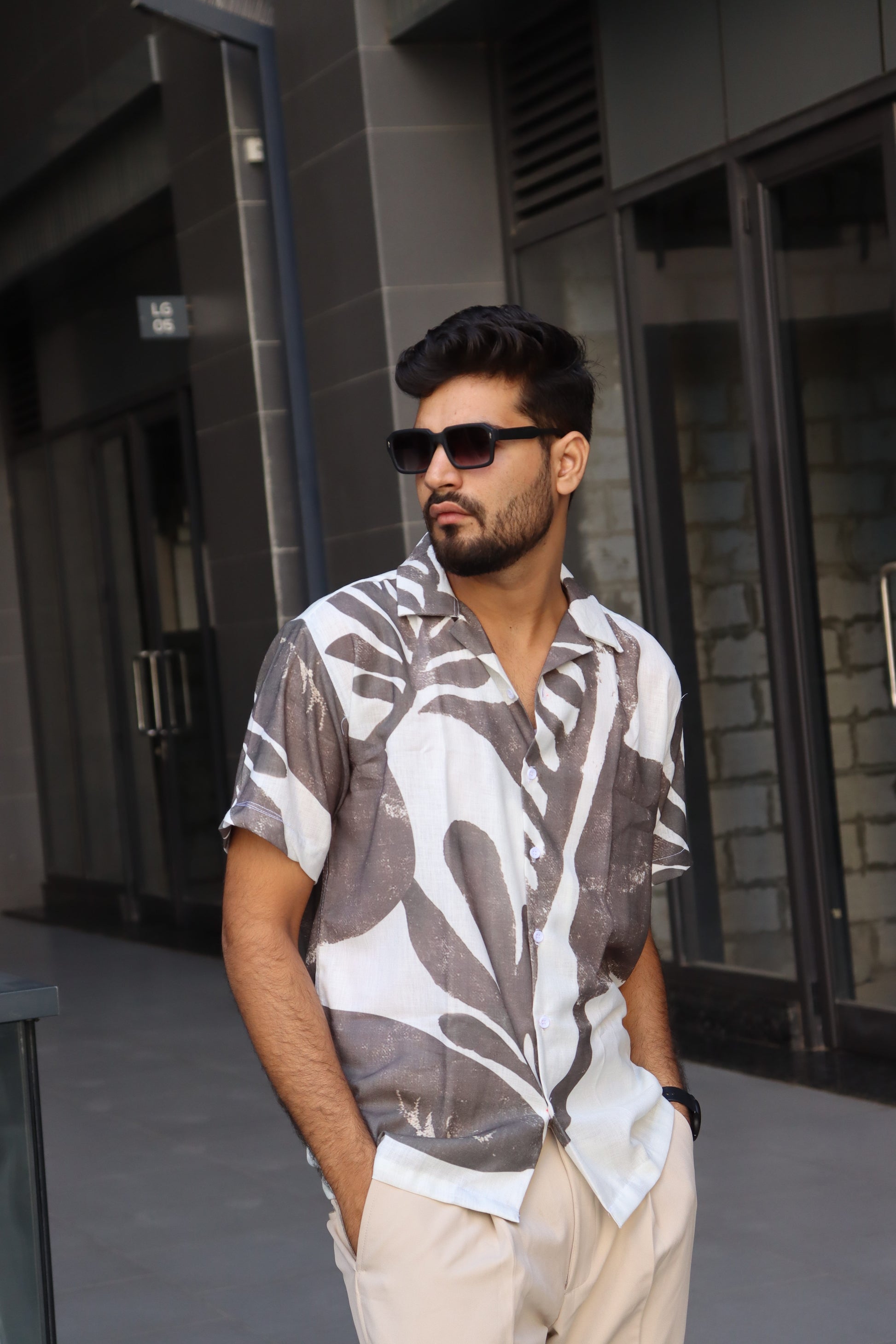 Charcoal Leaf Textured Shirt