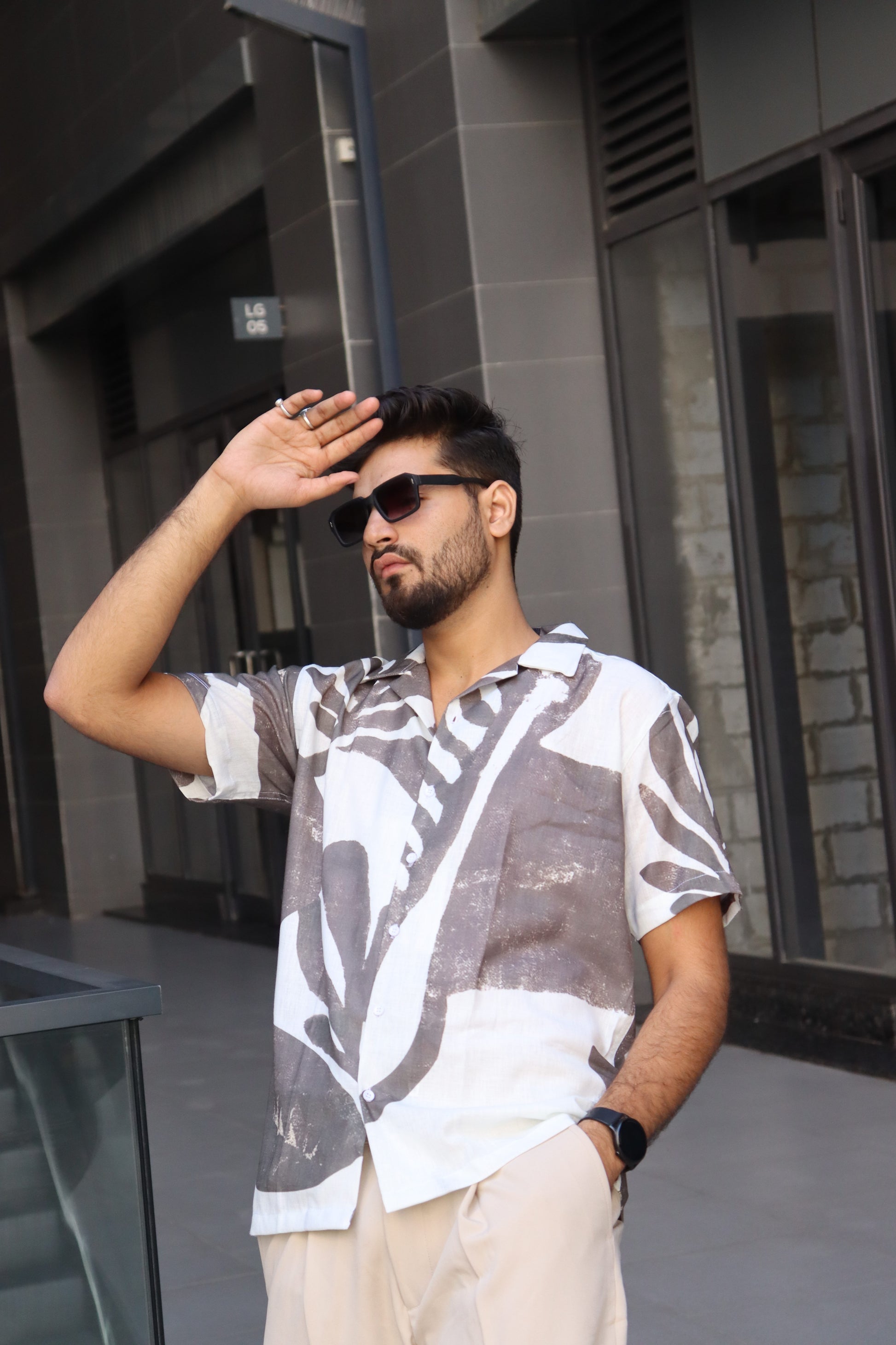 Charcoal Leaf Textured Shirt