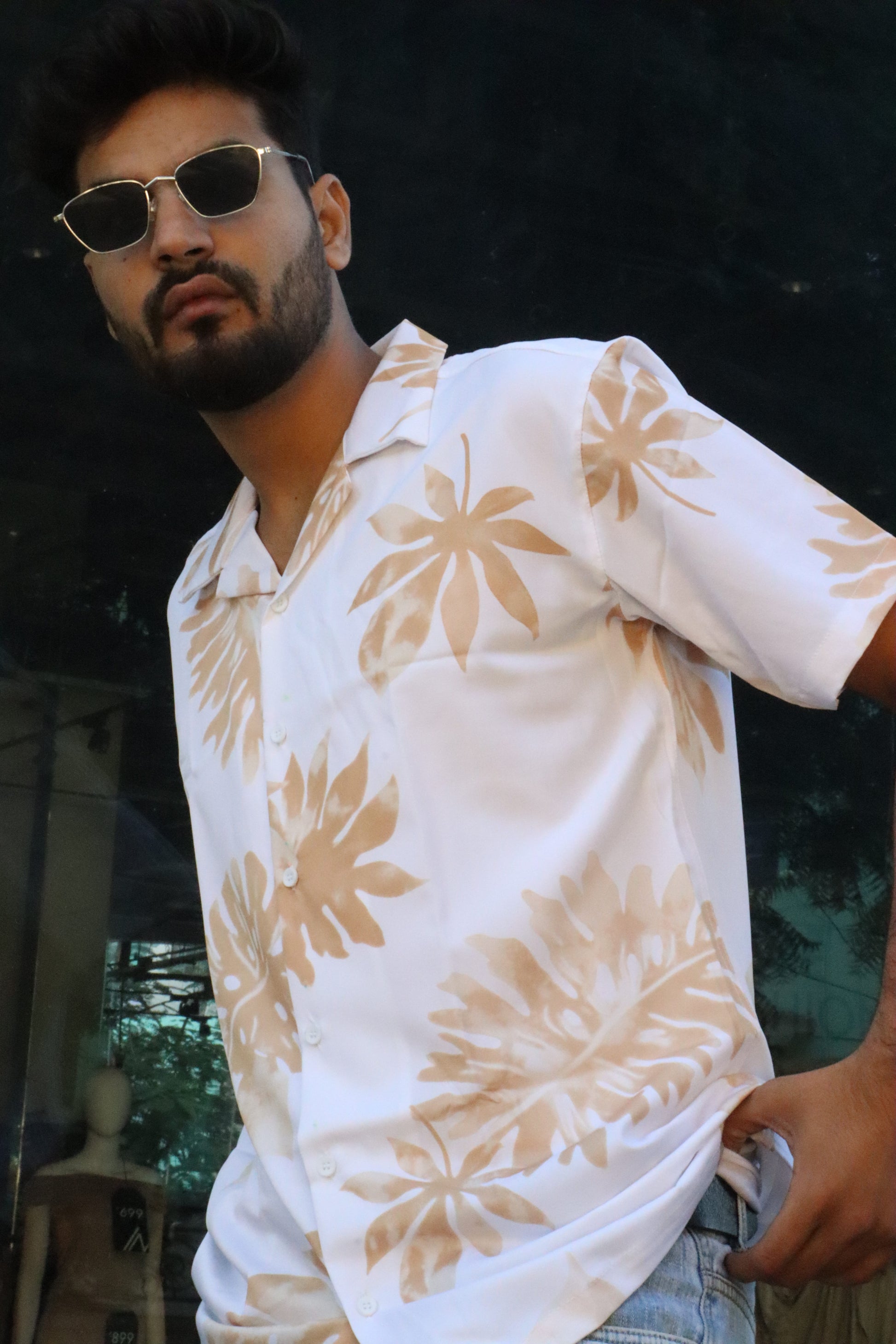 Sandstone Botanical Textured Shirt
