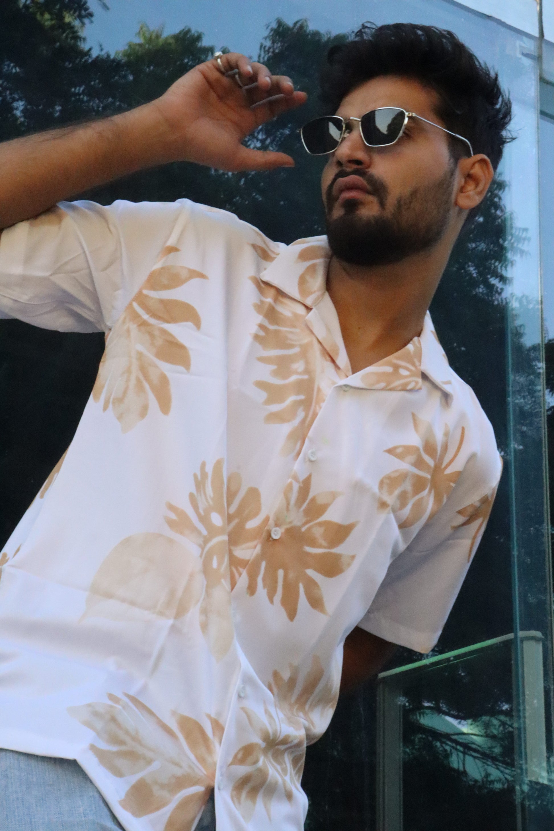 Sandstone Botanical Textured Shirt