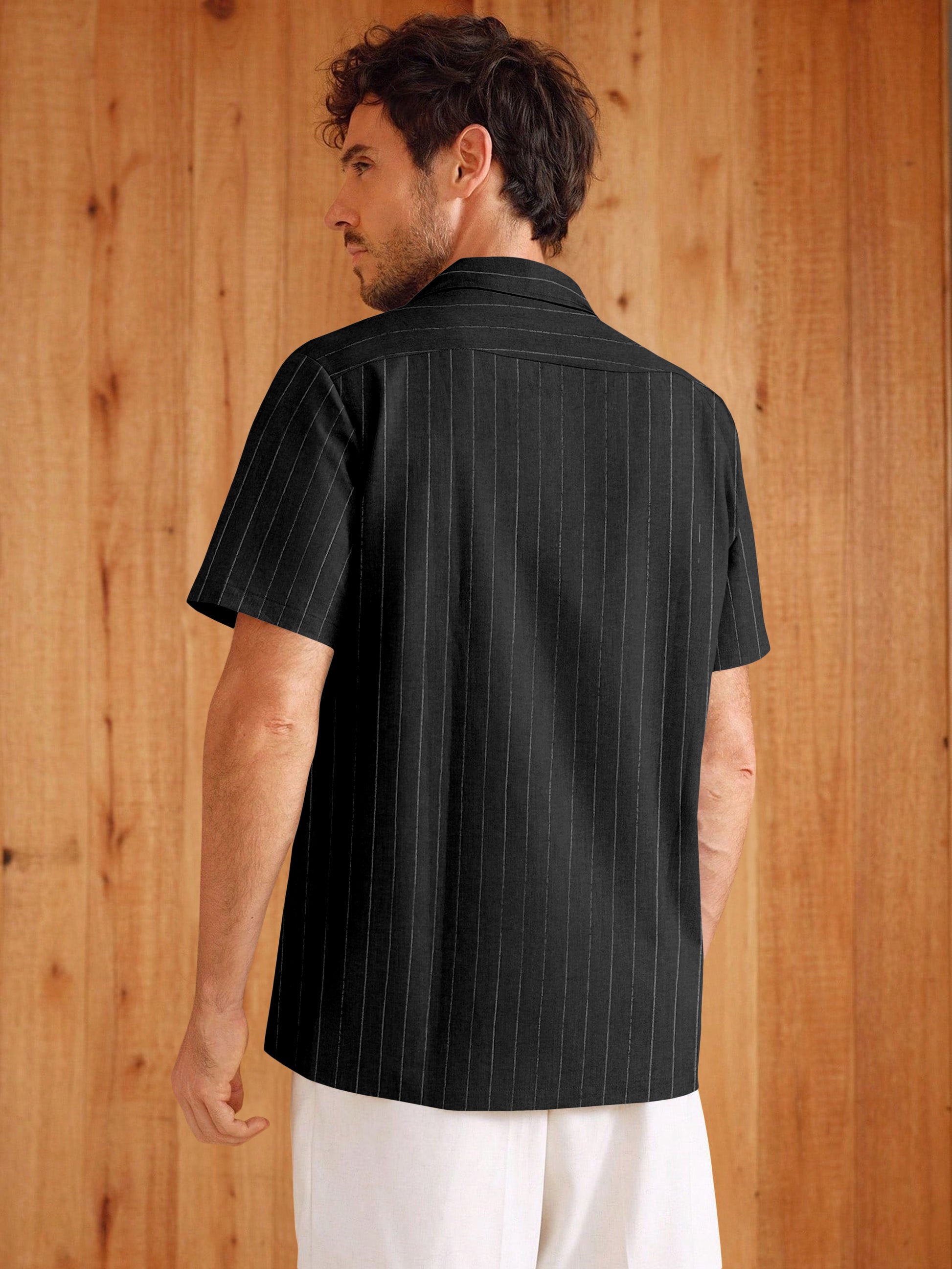 Onyx Black Liocine Cotton Shirt