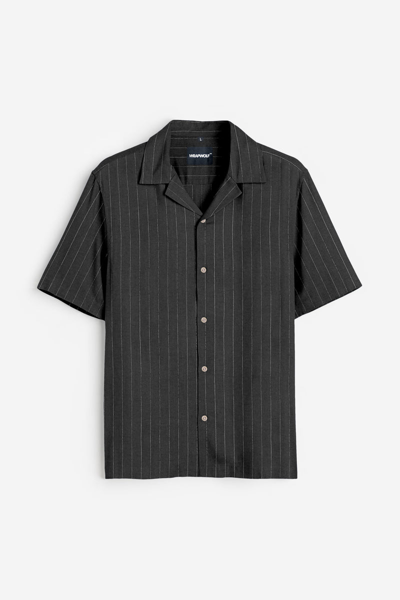 Onyx Black Liocine Cotton Shirt
