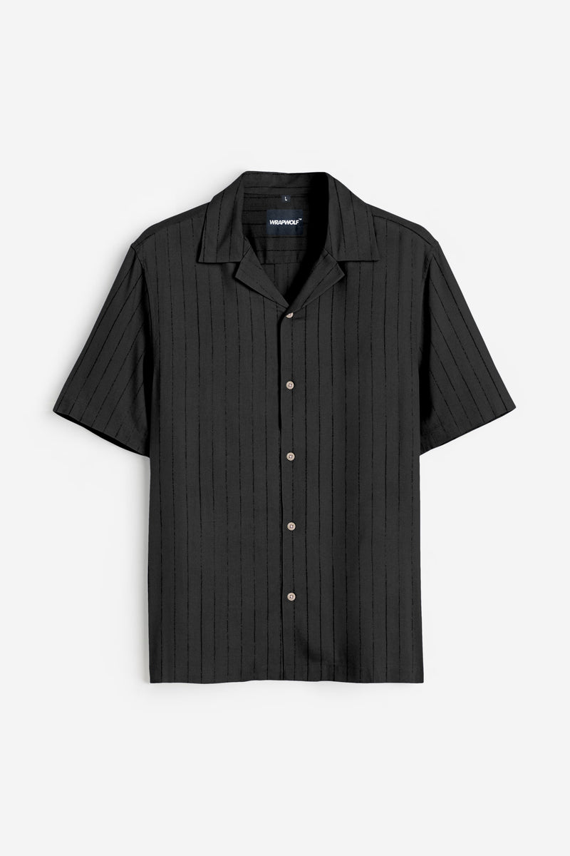 Onyx Black Liocine Cotton Shirt