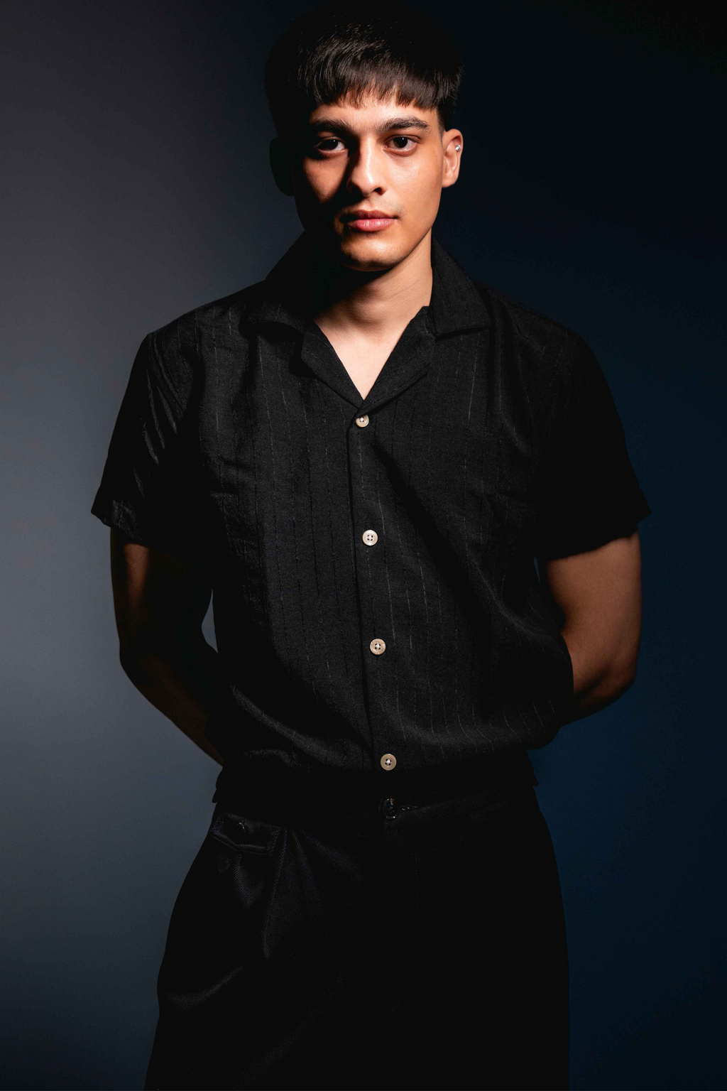 Onyx Black Liocine Cotton Shirt
