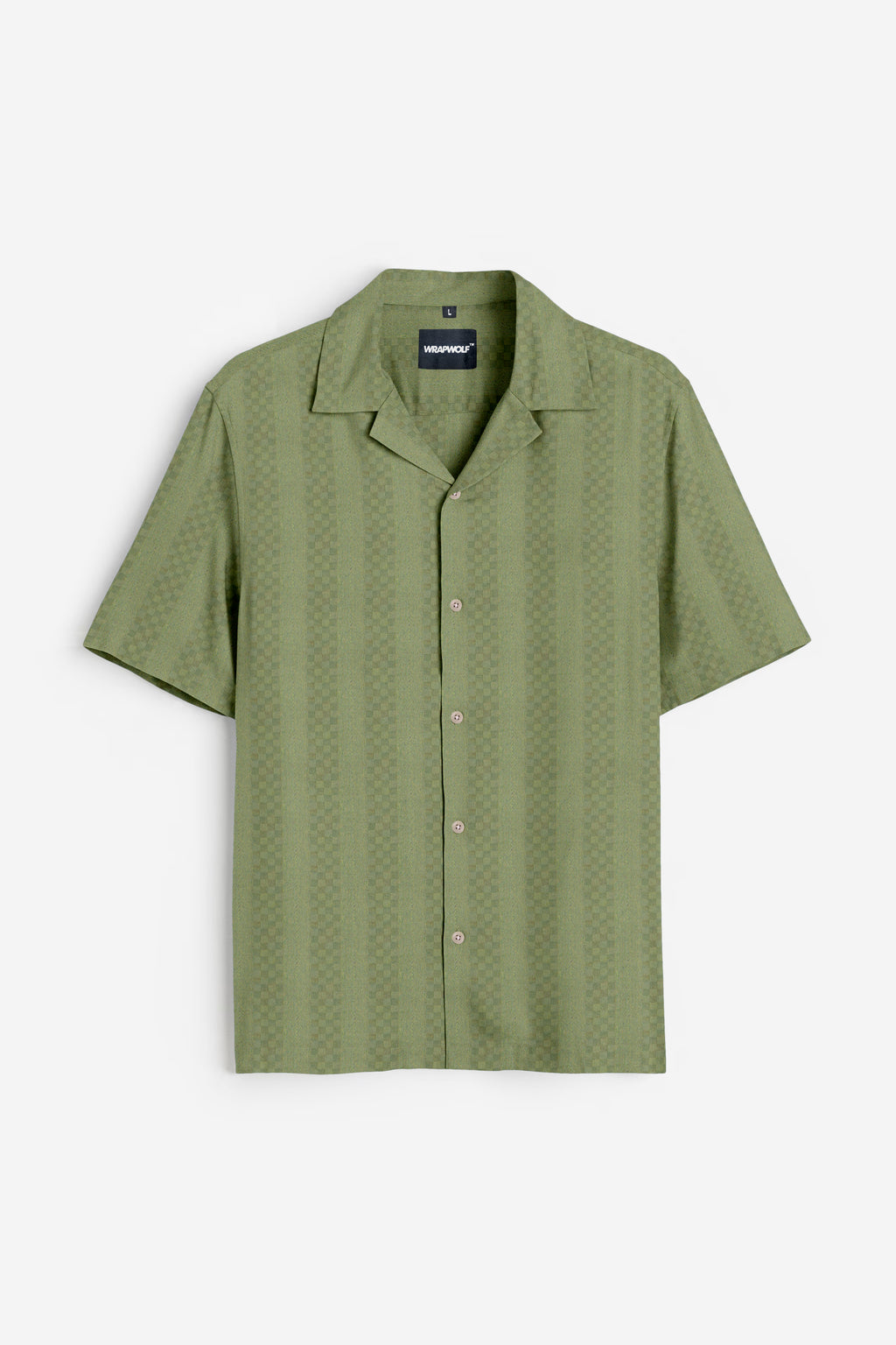 Sage-wood Green Textured Cotton Shirt
