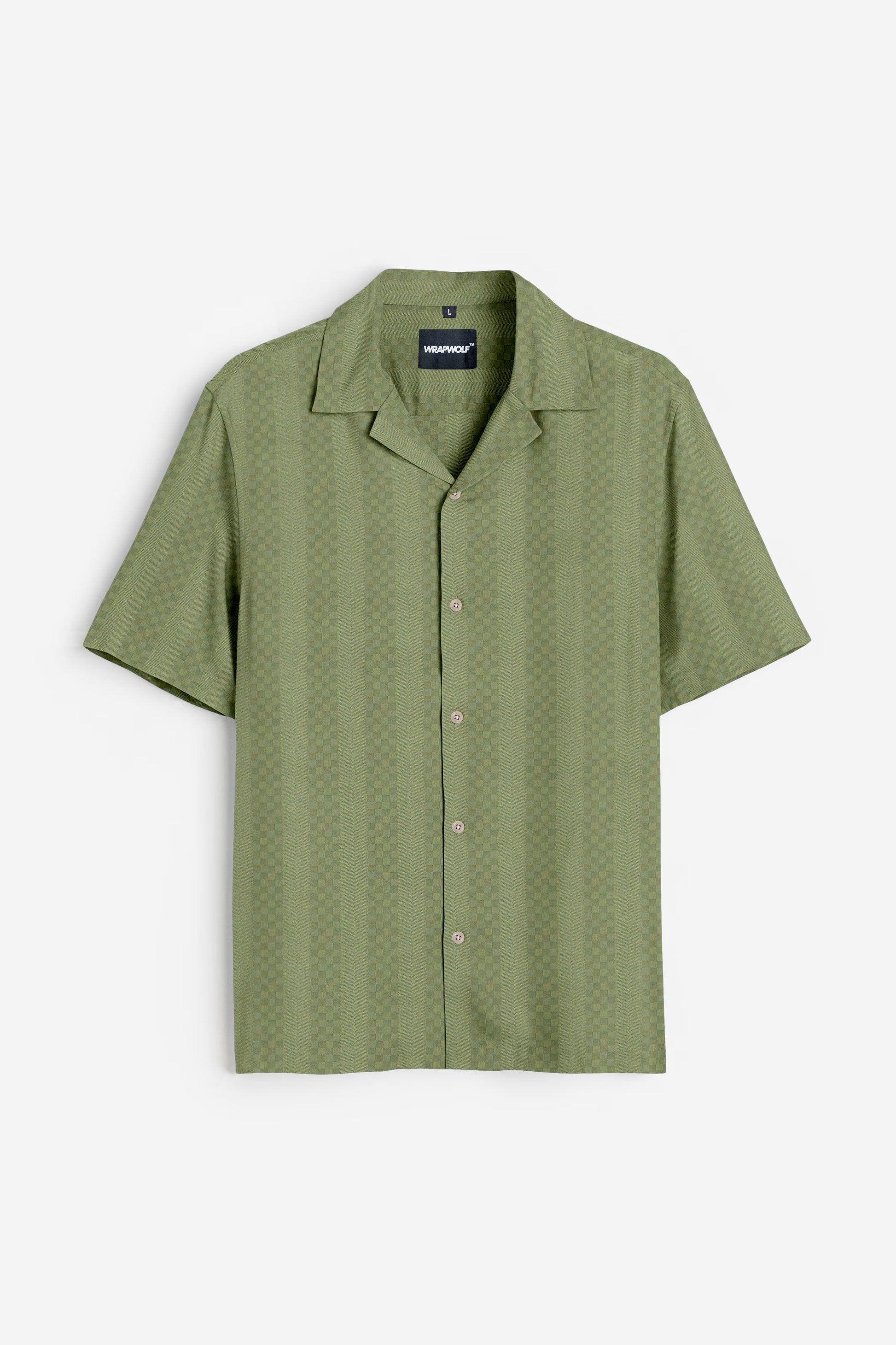 Sage-wood Green Textured Cotton Shirt