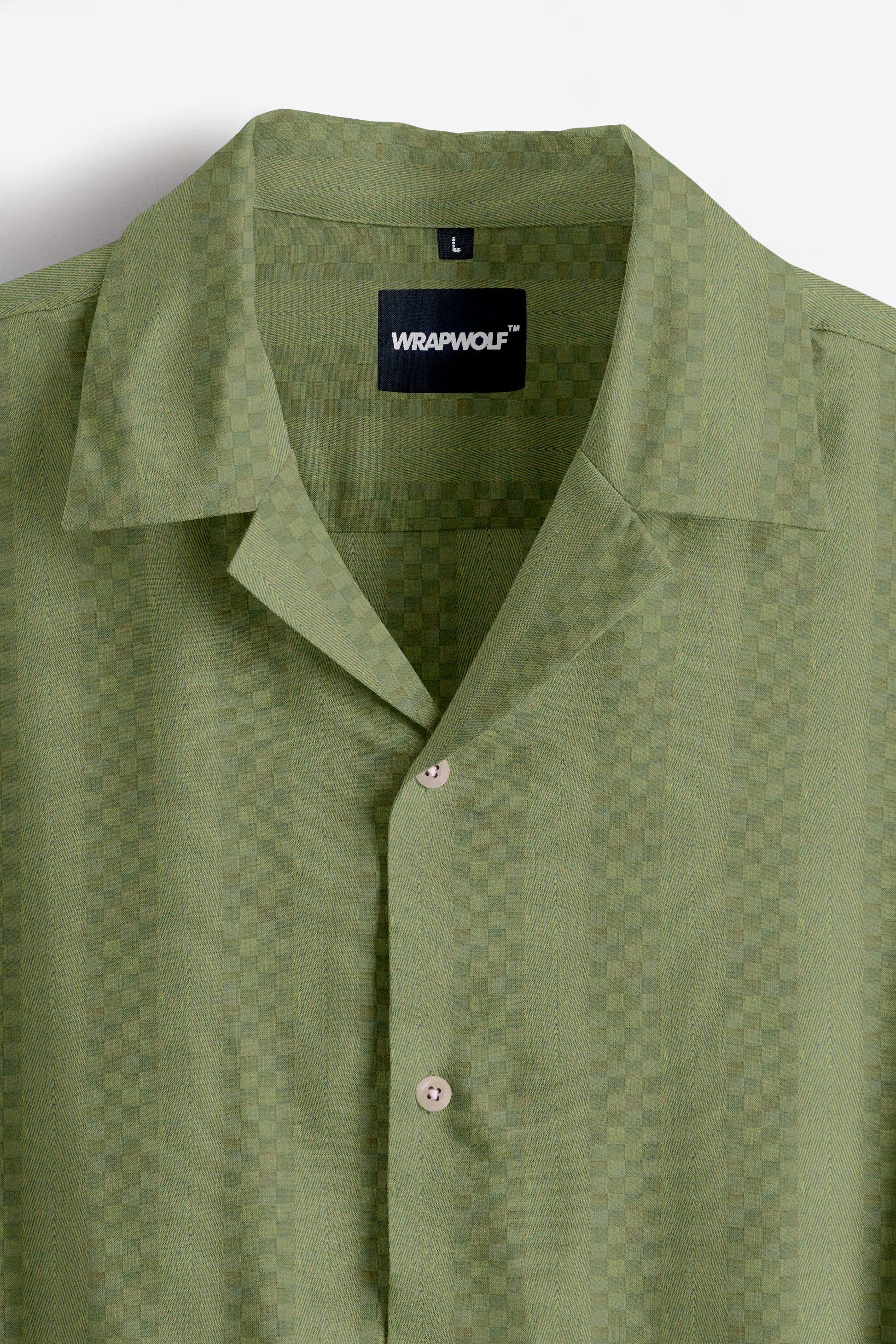 Sage-wood Green Textured Cotton Shirt