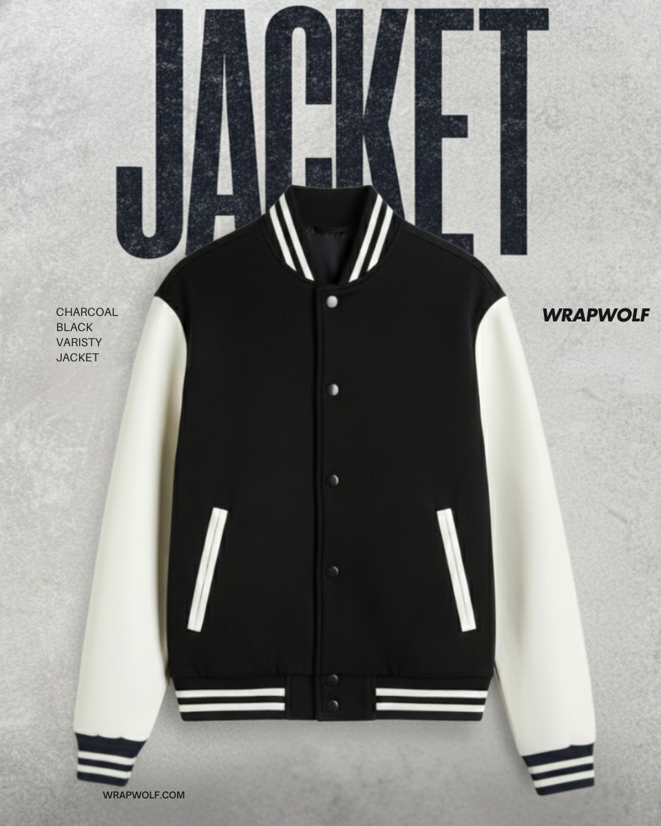 Charcoal Black Varsity Jacket