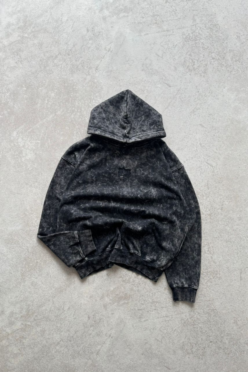 Charcoal Black Acid Hoodie