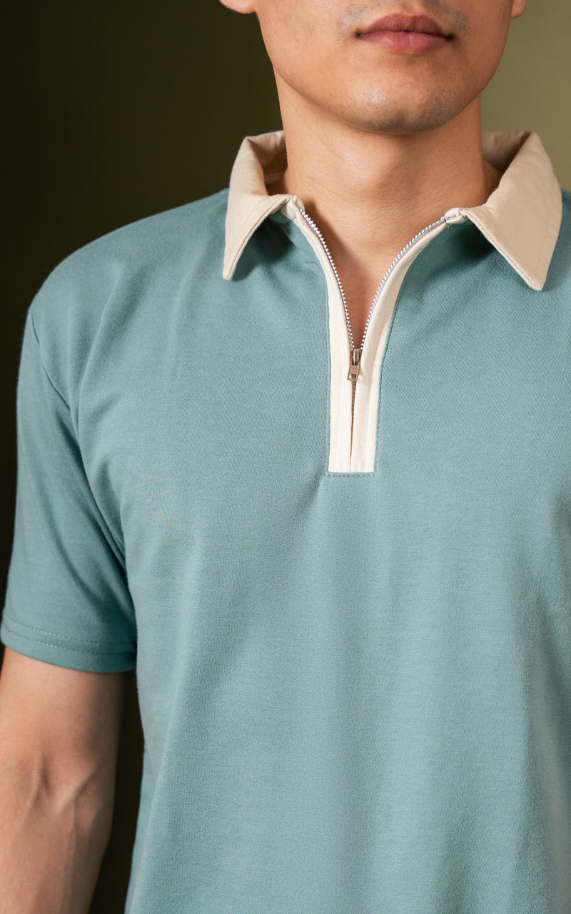 Monarch Zip Polo – Pistachio Crème