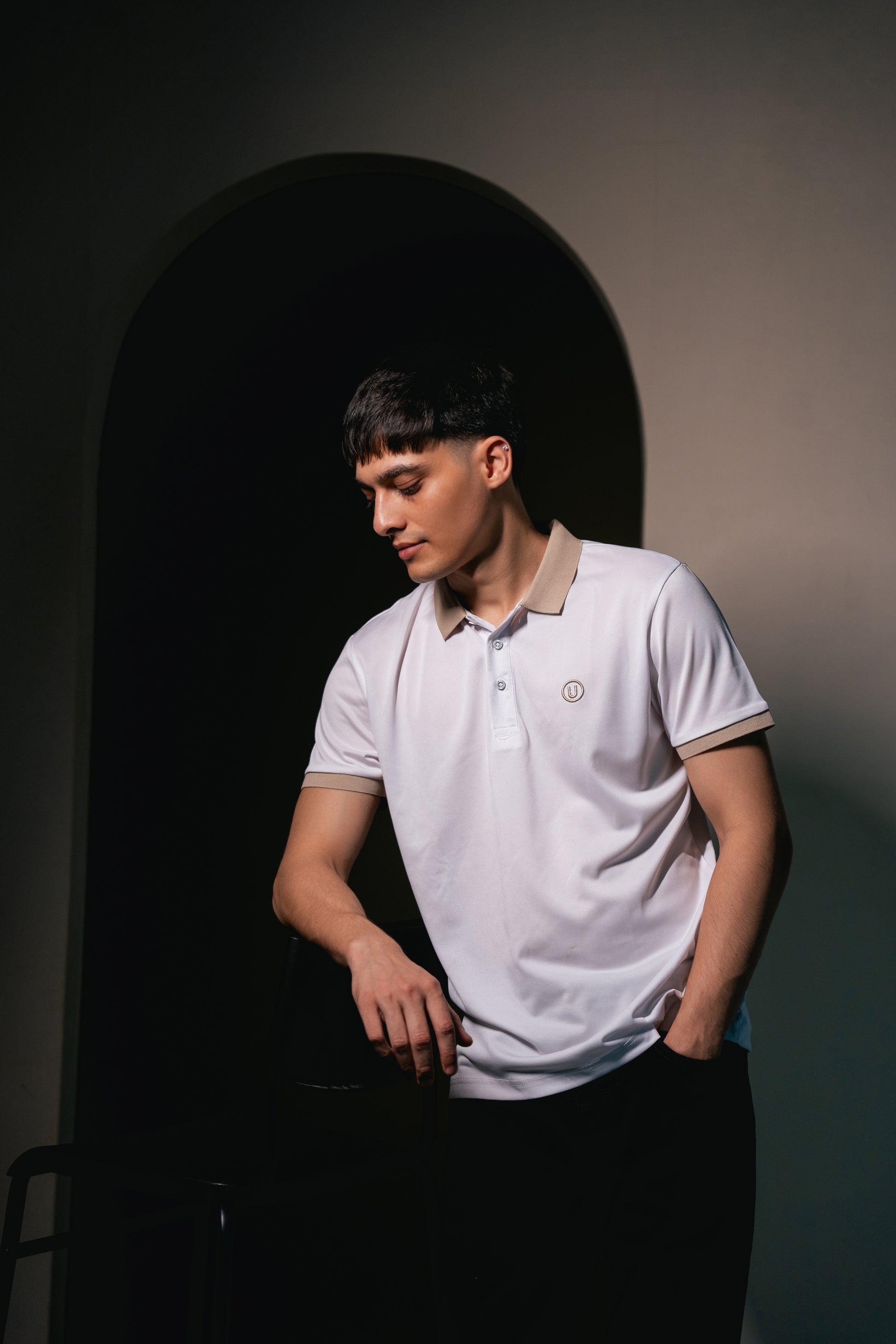 SlateEdge Polo – Ivory Sand Edition