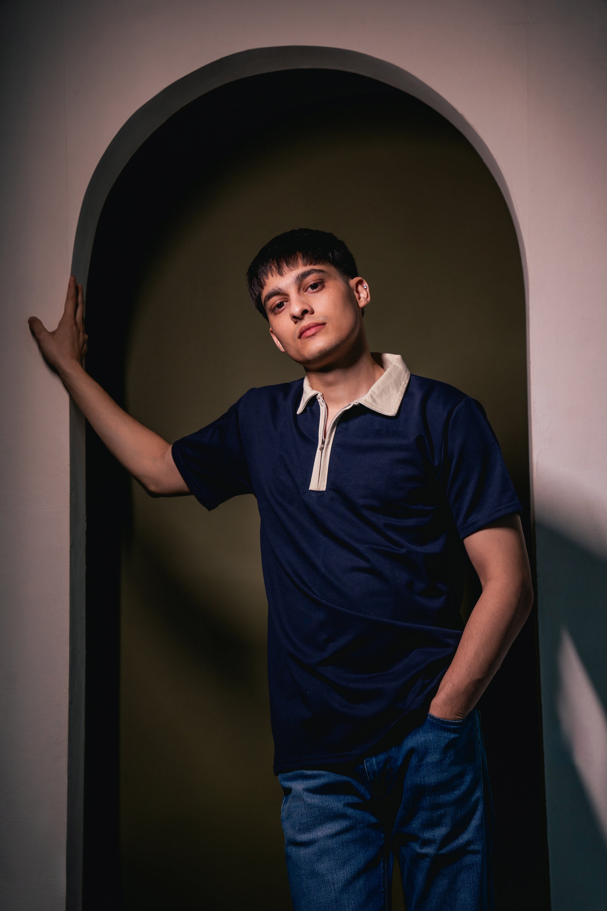 Monarch Zip Polo – Deep Navy Dusk