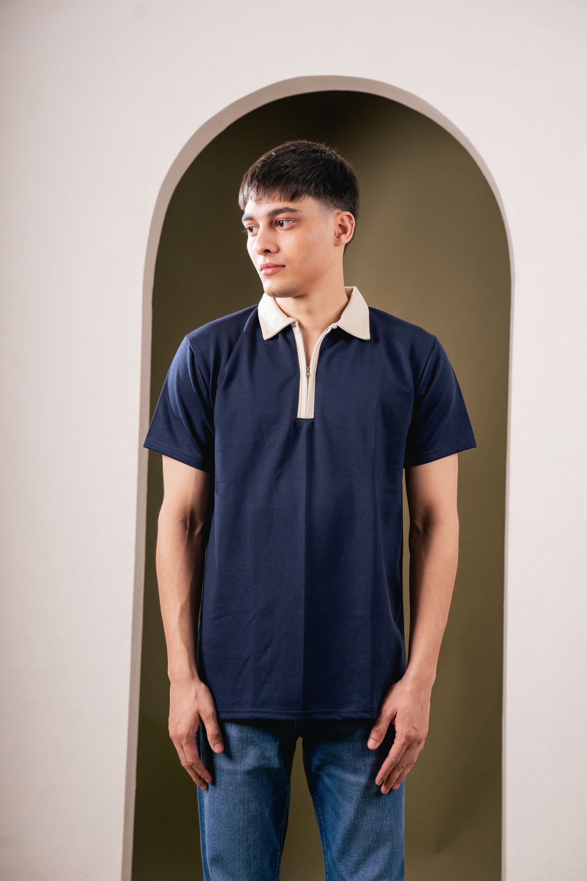 Monarch Zip Polo – Deep Navy Dusk