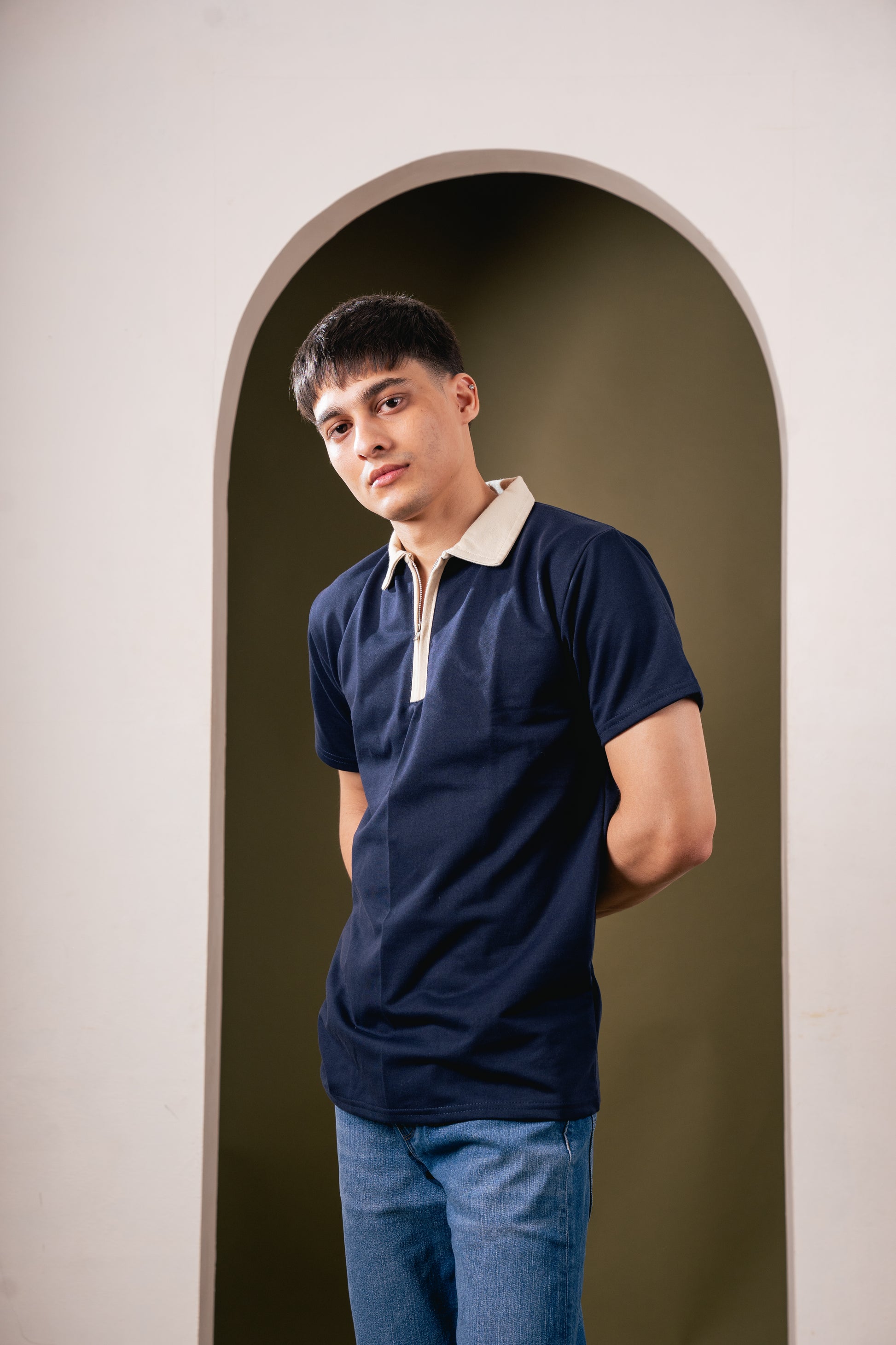 Monarch Zip Polo – Deep Navy Dusk