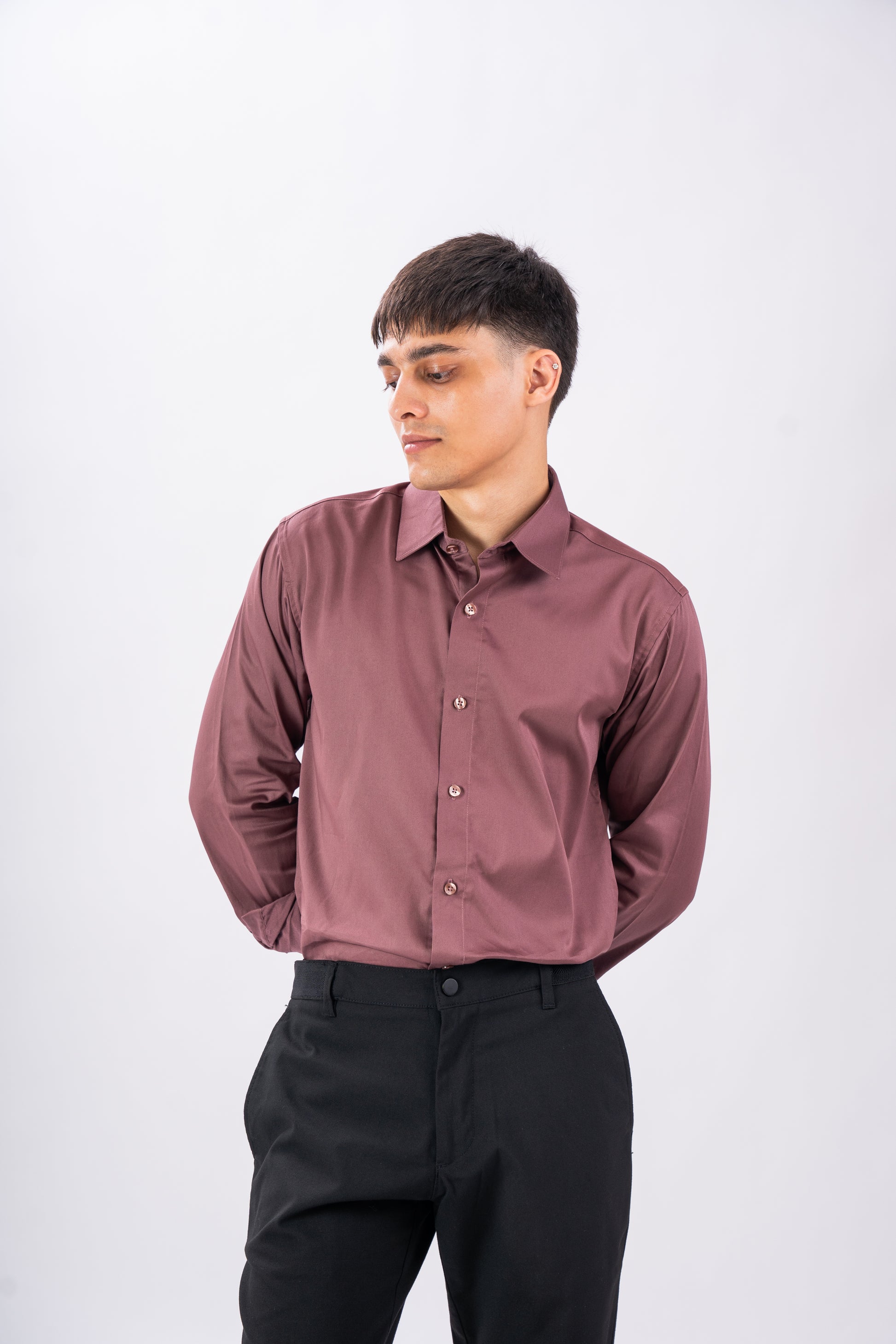 Mauve Mist Luxury Satin Shirt
