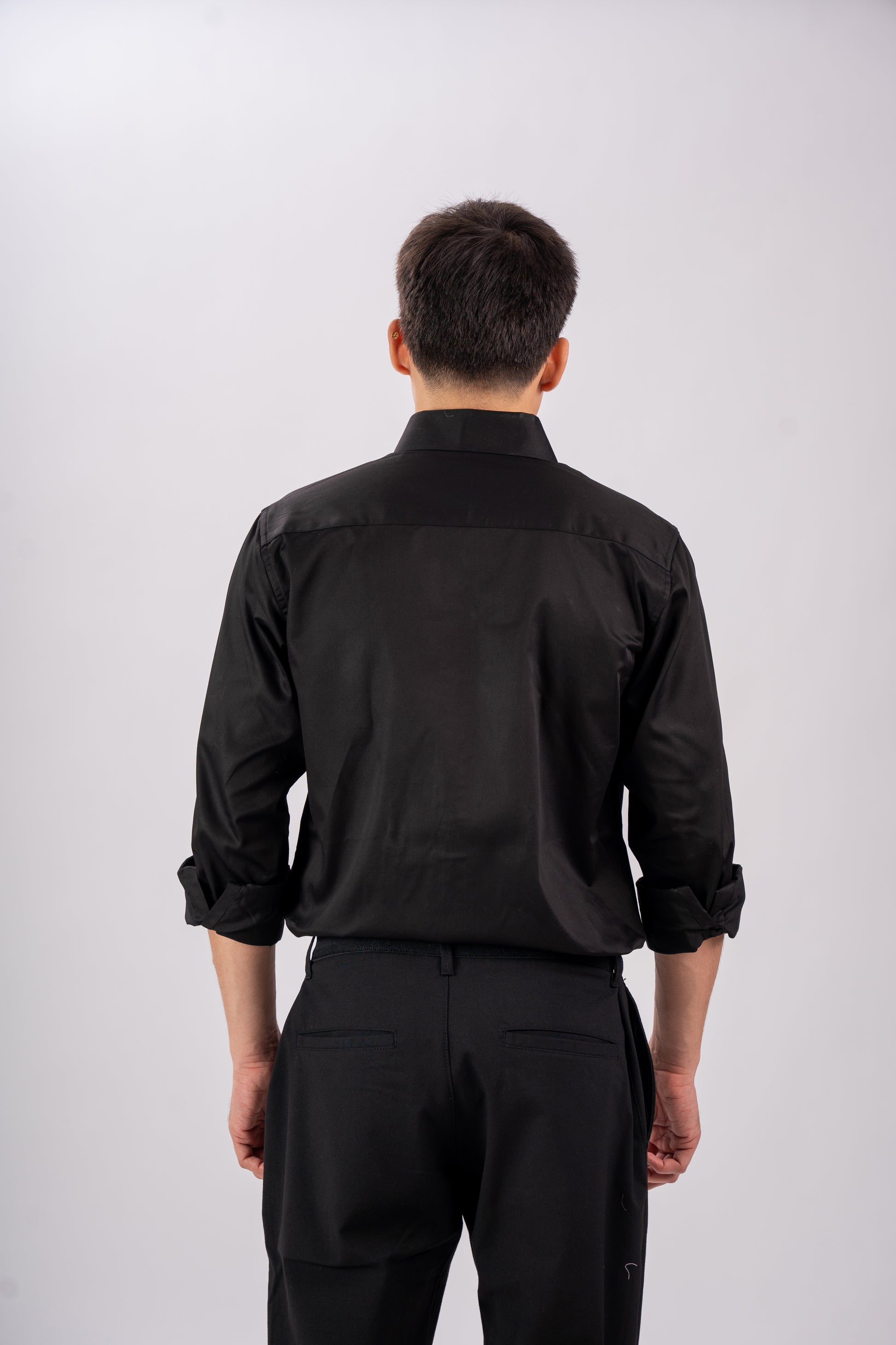 Classic Jet Black Luxury Satin Shirt