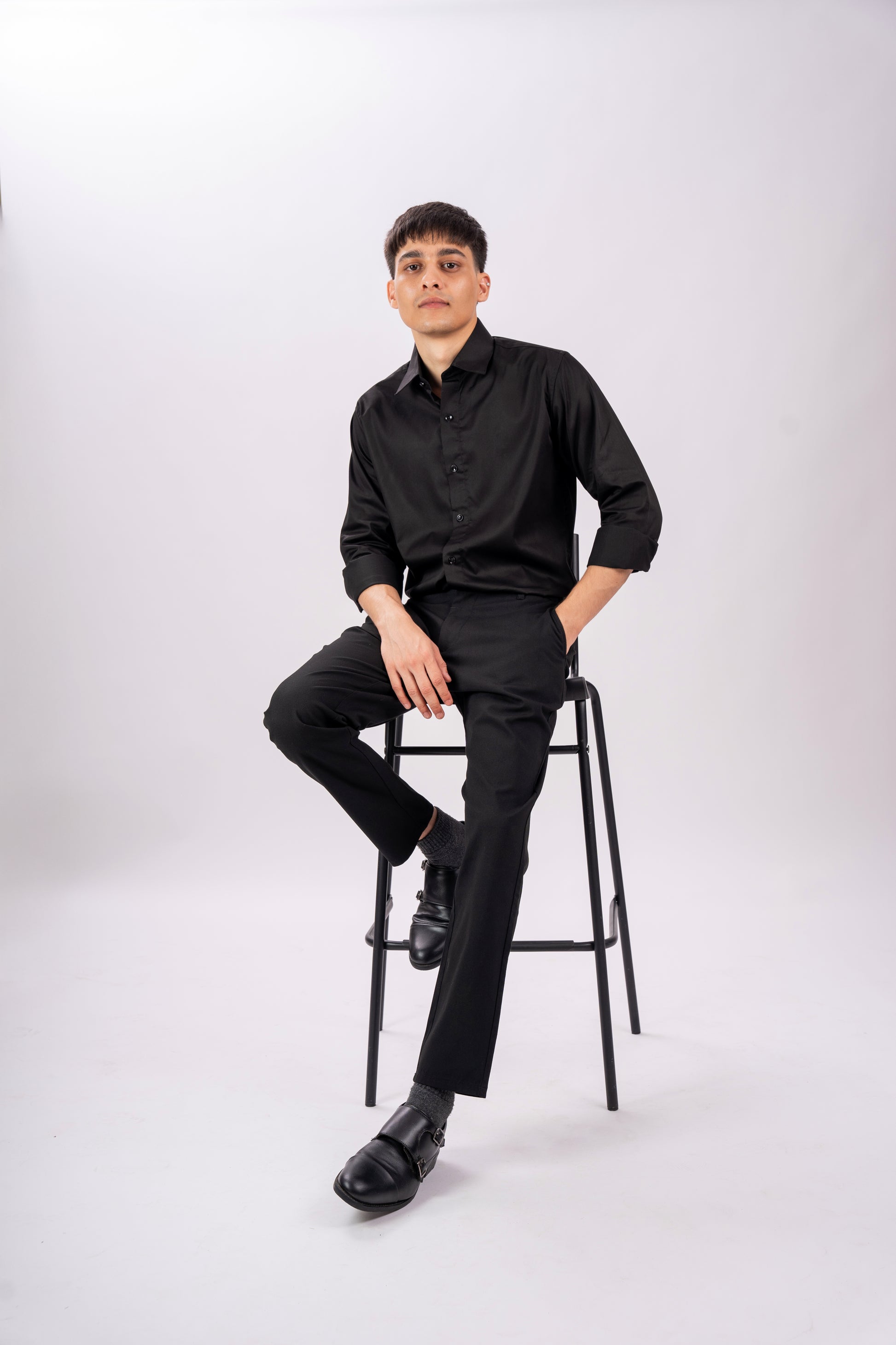 Classic Jet Black Luxury Satin Shirt
