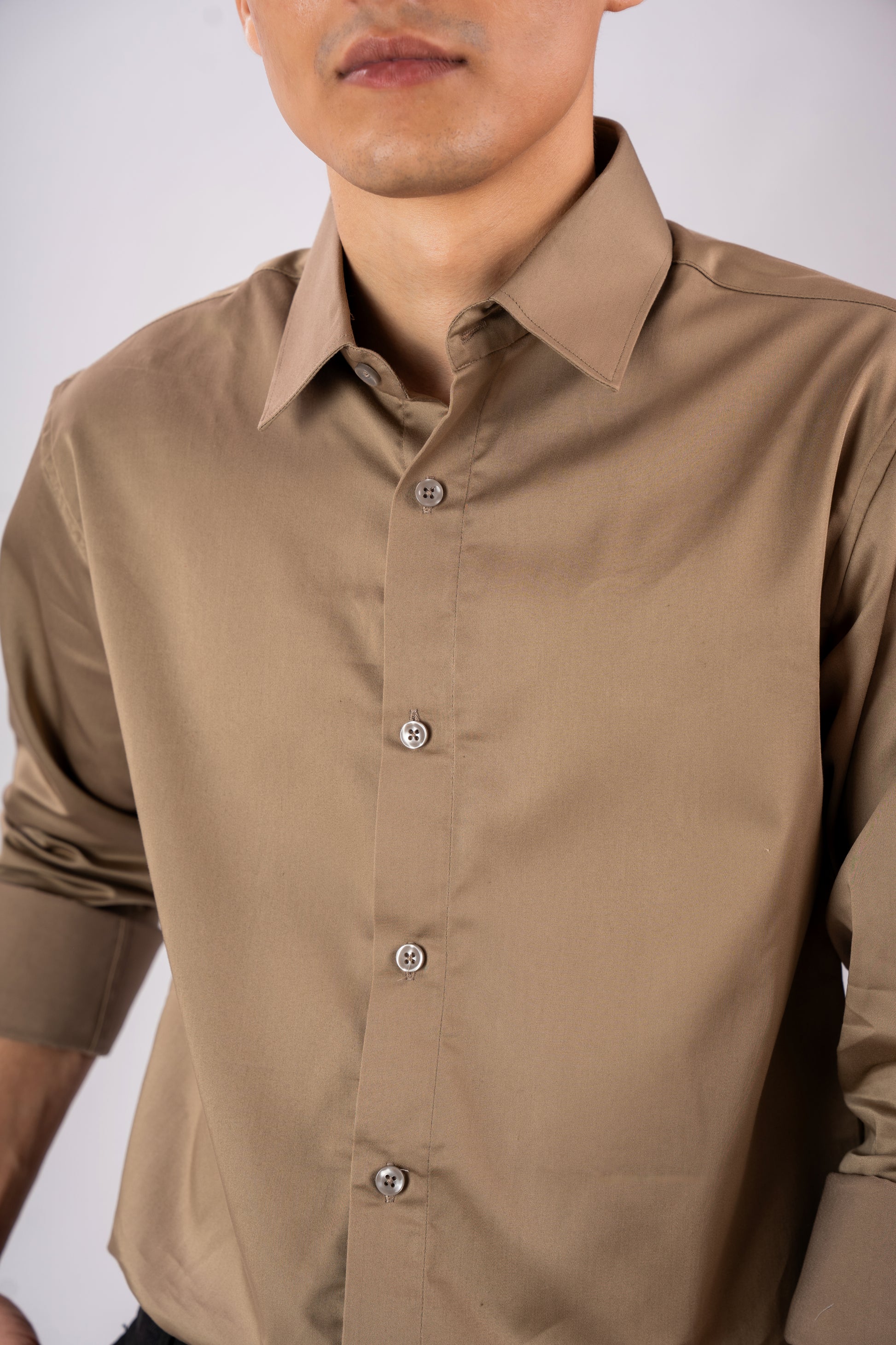 Soft Almond Luxury Satin Shirt