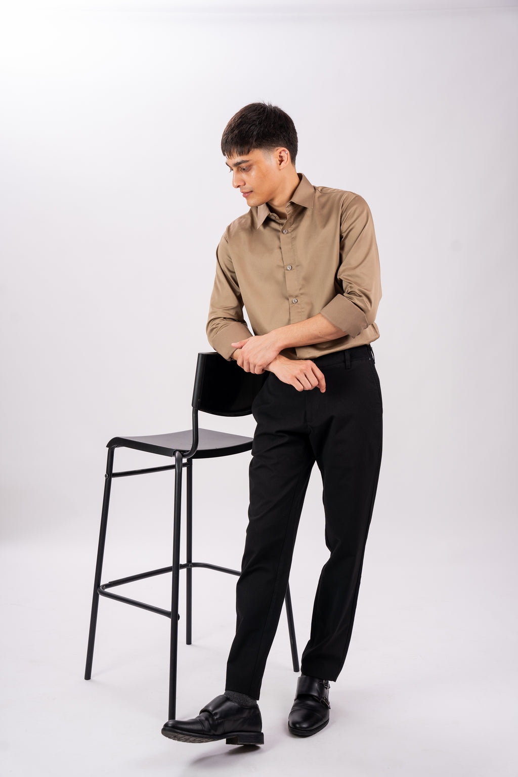 Soft Almond Luxury Satin Shirt