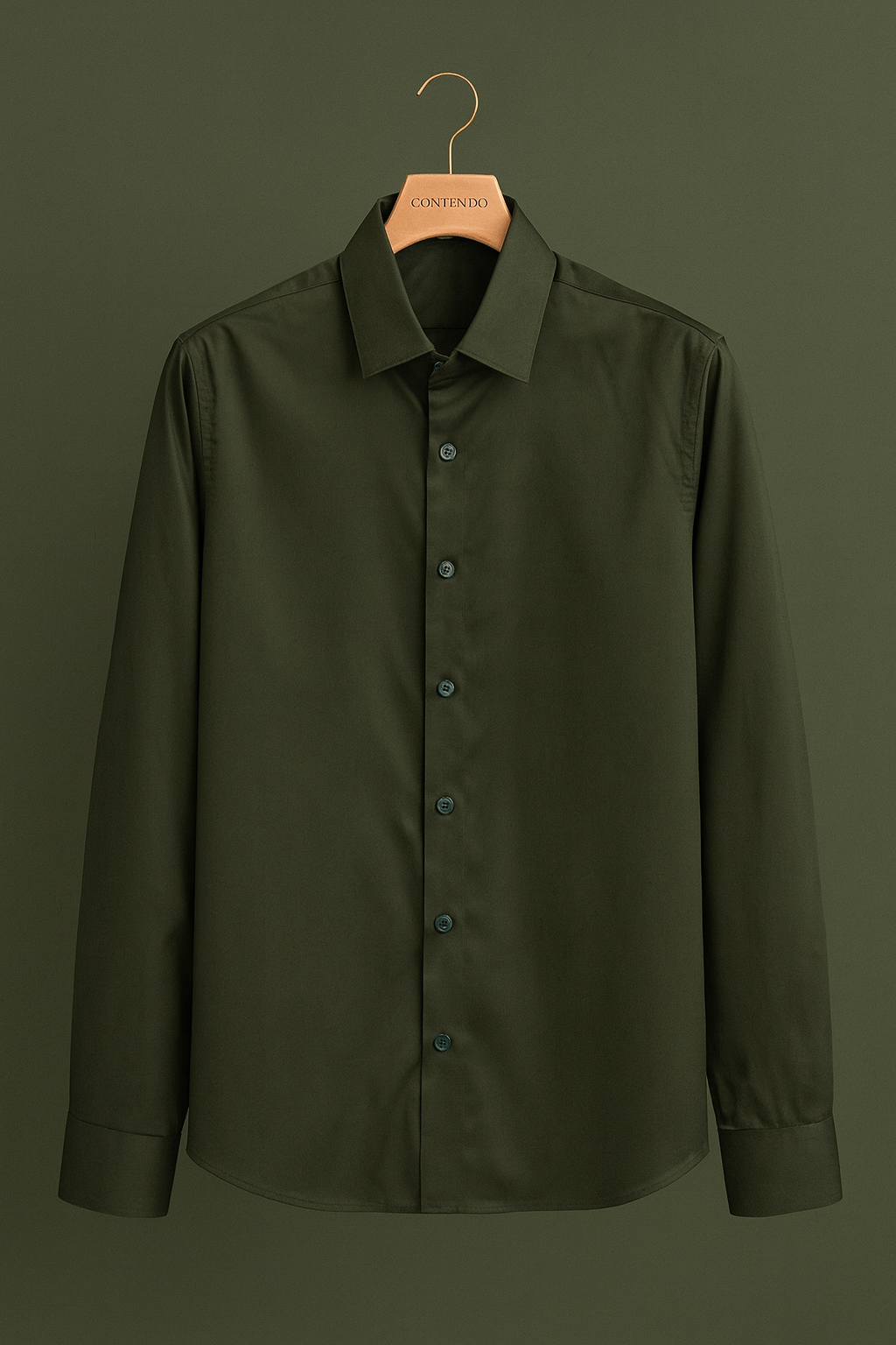 Deep Olive Luxury Satin Shirt