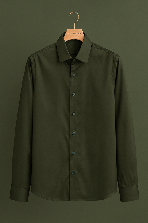 Deep Olive Luxury Satin Shirt