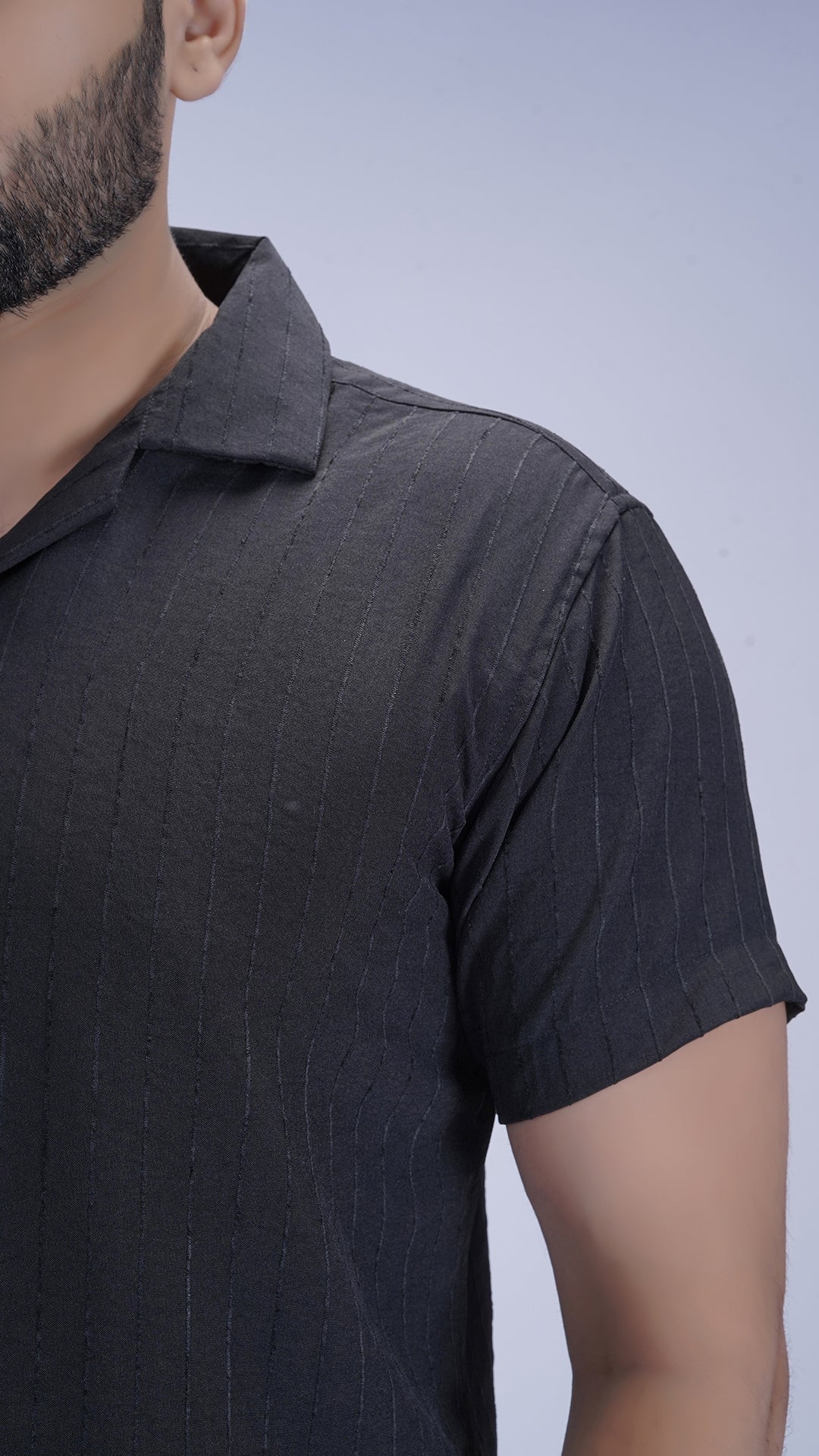 Onyx Black Liocine Cotton Shirt
