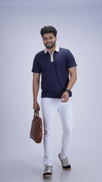 Monarch Zip Polo – Deep Navy Dusk