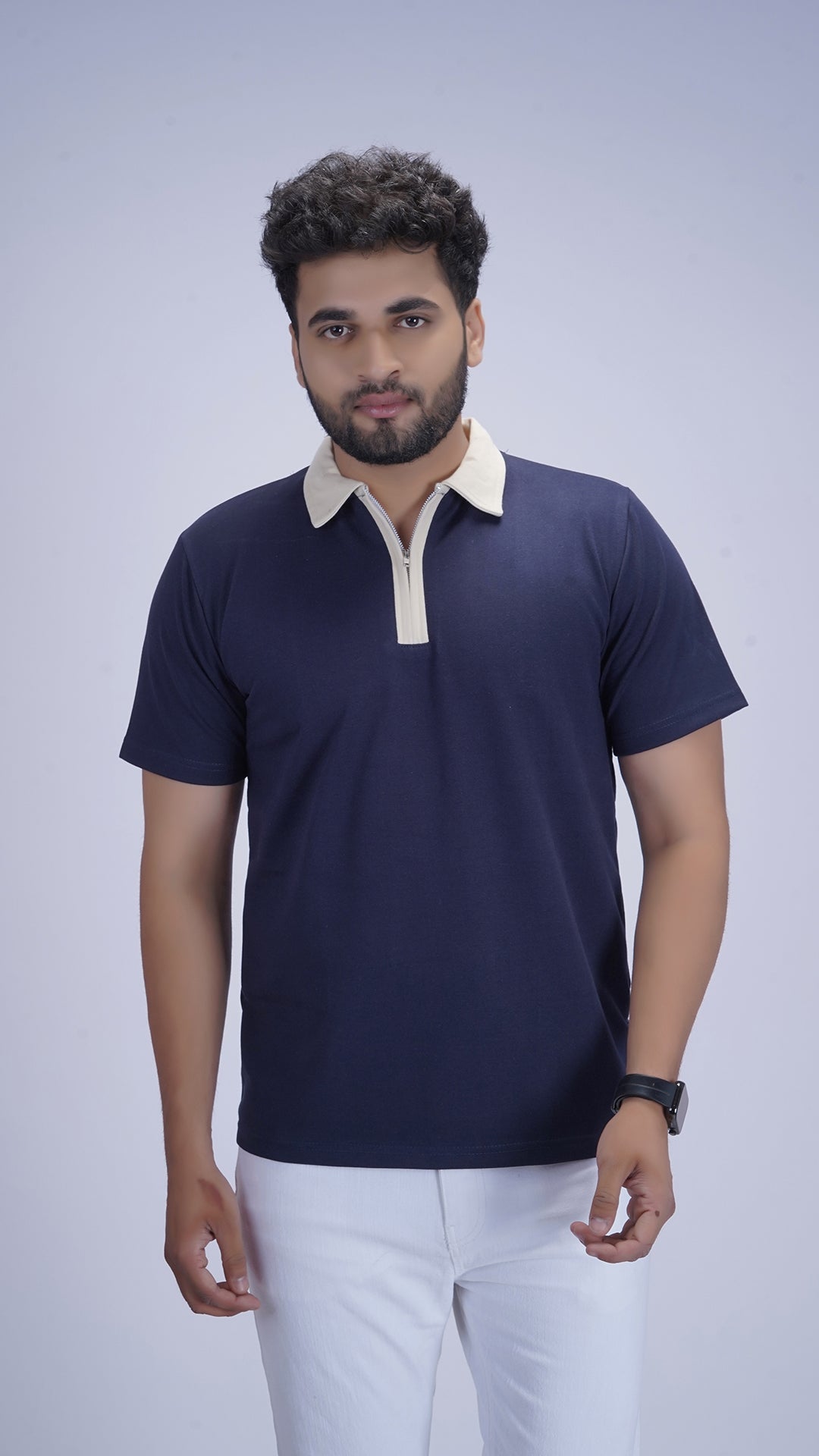 Monarch Zip Polo – Deep Navy Dusk