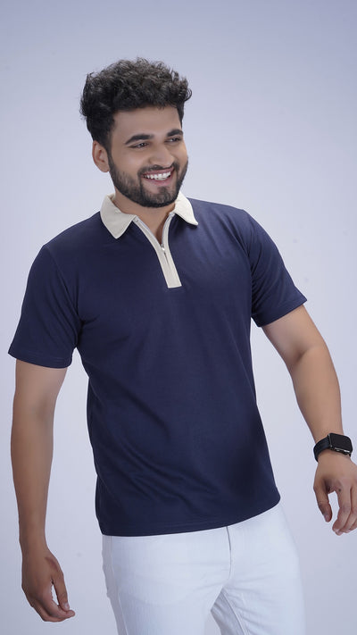 Monarch Zip Polo – Deep Navy Dusk