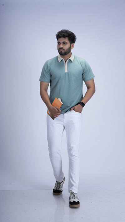 Monarch Zip Polo – Pistachio Crème