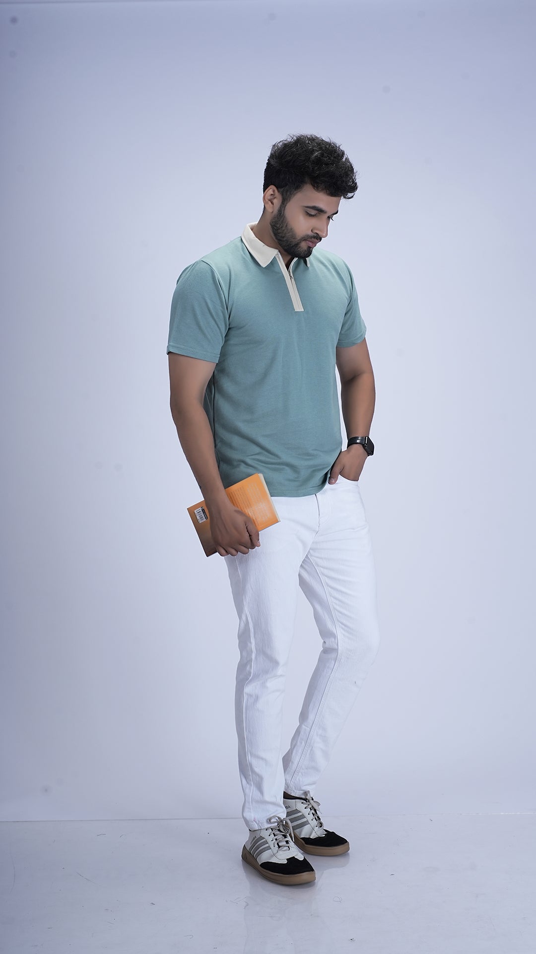 Monarch Zip Polo – Pistachio Crème
