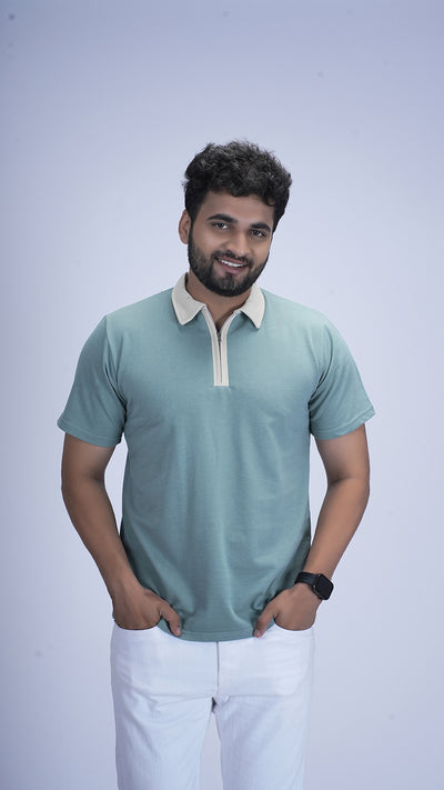 Monarch Zip Polo – Pistachio Crème