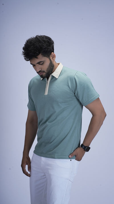 Monarch Zip Polo – Pistachio Crème