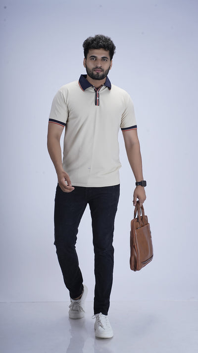 Regal Knit Polo – Luxe Almond Beige