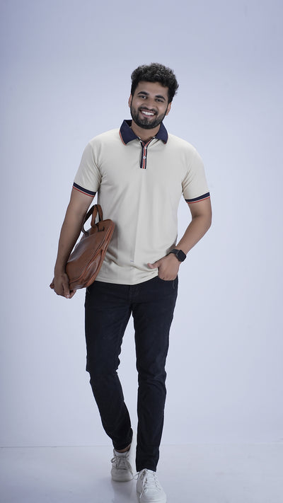 Regal Knit Polo – Luxe Almond Beige