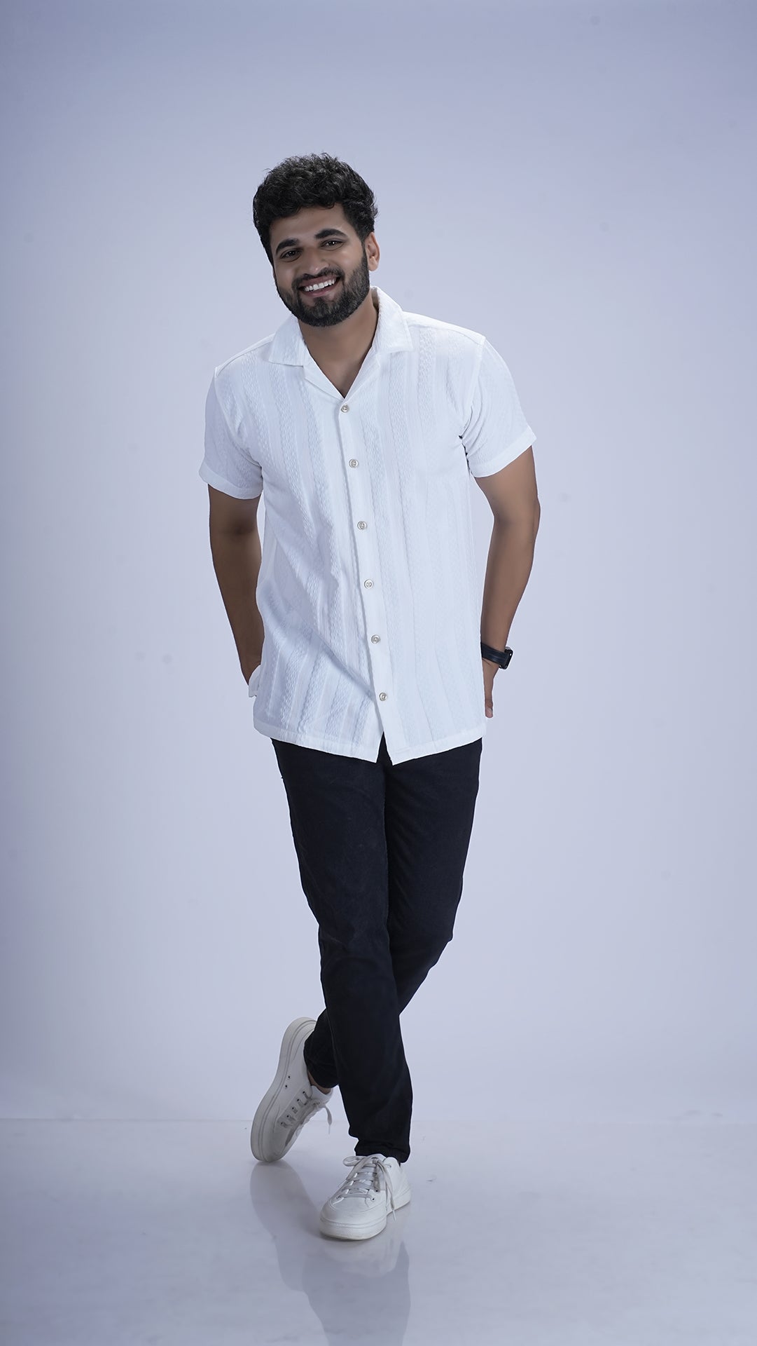 Ivory Snow White Textured Cotton Shirt