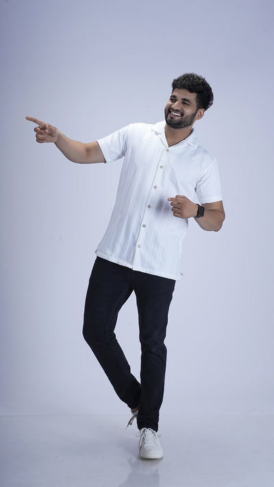 Ivory Snow White Textured Cotton Shirt