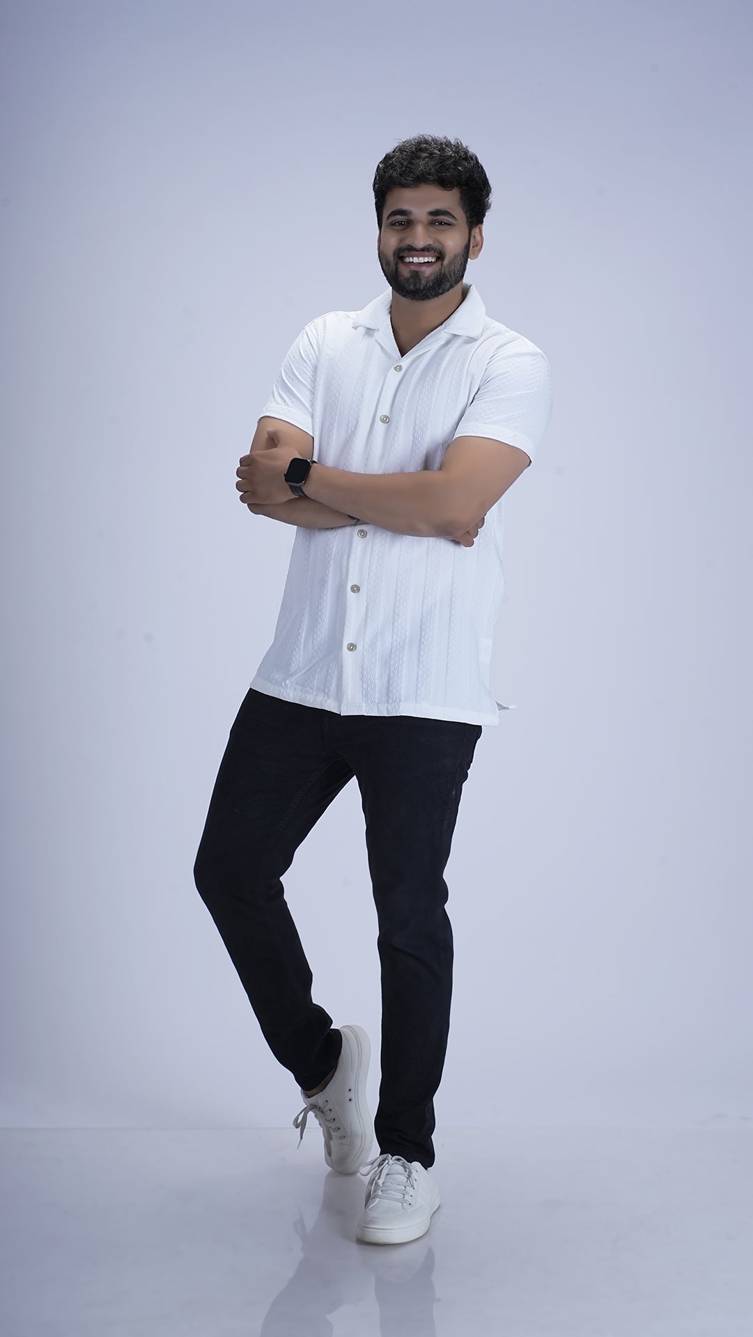 Ivory Snow White Textured Cotton Shirt