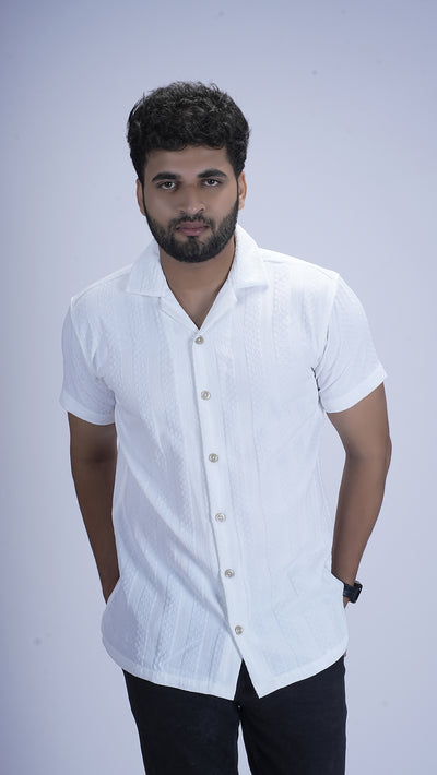 Ivory Snow White Textured Cotton Shirt