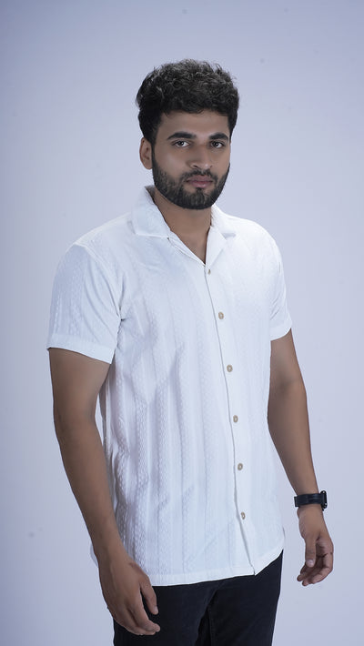 Ivory Snow White Textured Cotton Shirt